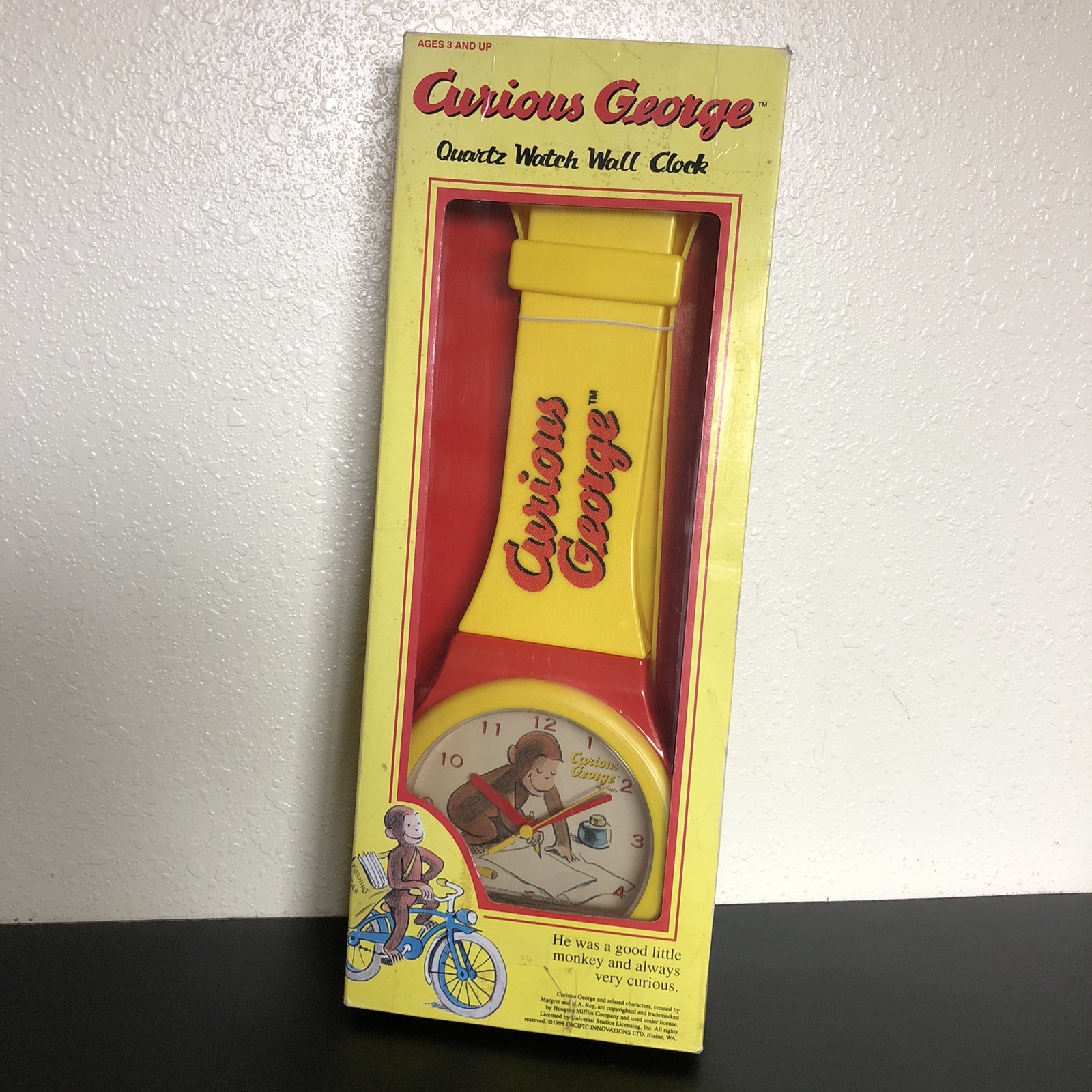 Vintage 1998 Curious George Quartz Watch Wall Clock Decor Pacific Innovation New