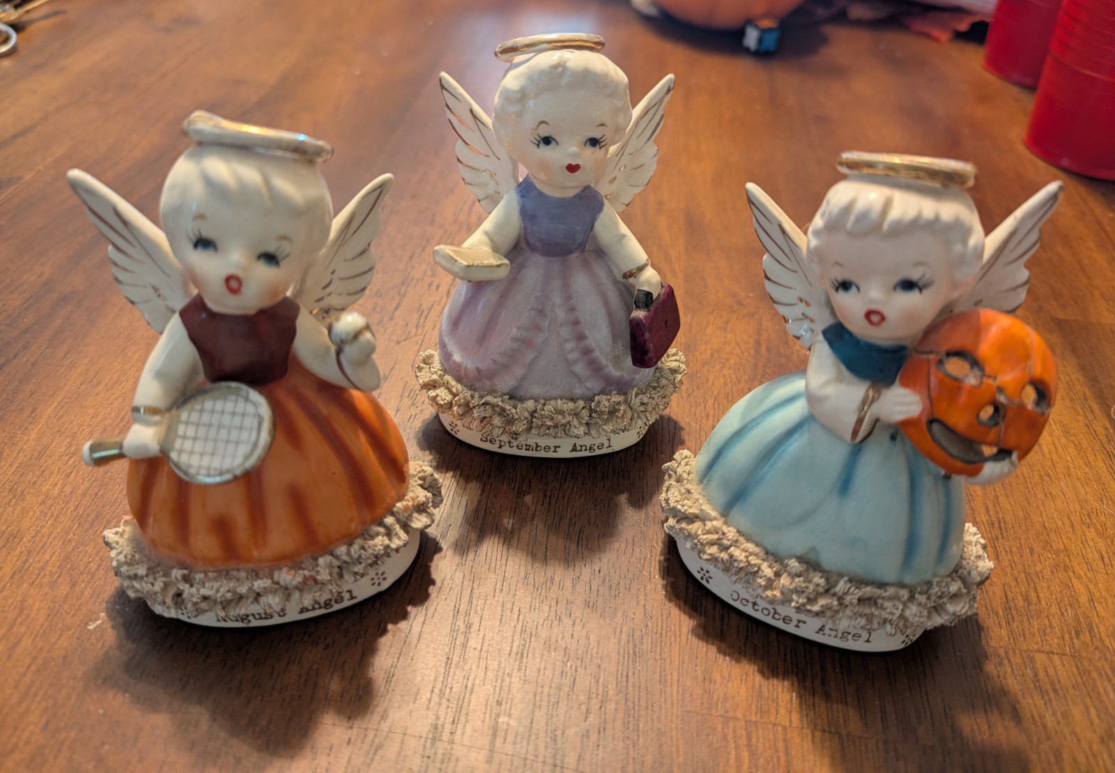 Vintage Japan Napco Lot Of 3 Birthday Angel Figurines August September October