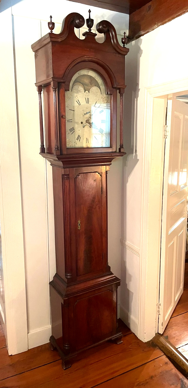 ANTIQUE OSBORNE LONGCASE GRANDFATHER CLOCK MAHOGANY 1810 PROVENANCE PENNSYLVANIA