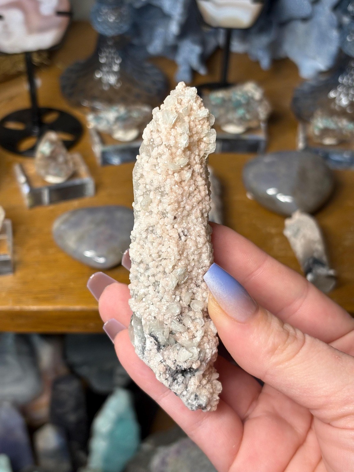 Pink Petal Calcite on Quartz with Specularite | Inner Mongolia Mineral Specimen