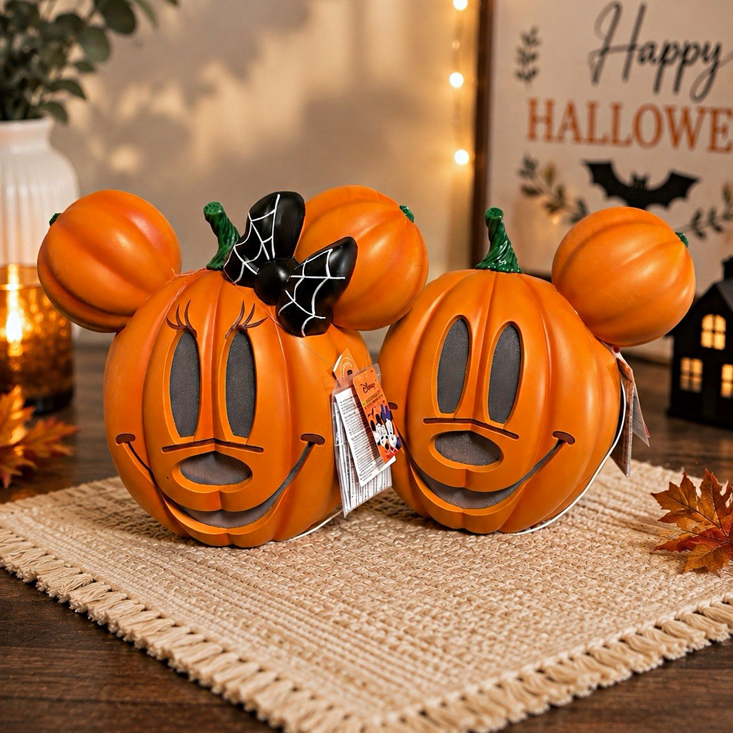 PAIR Disney 2026 Home Depot 14 in LED Mickey & Minnie Mouse Pumpkin Light Up Set