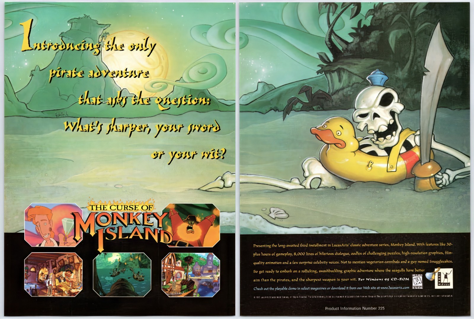 Curse Of Monkey Island - PC LucasArts - Original Print Ad/Poster Promo Art 1997