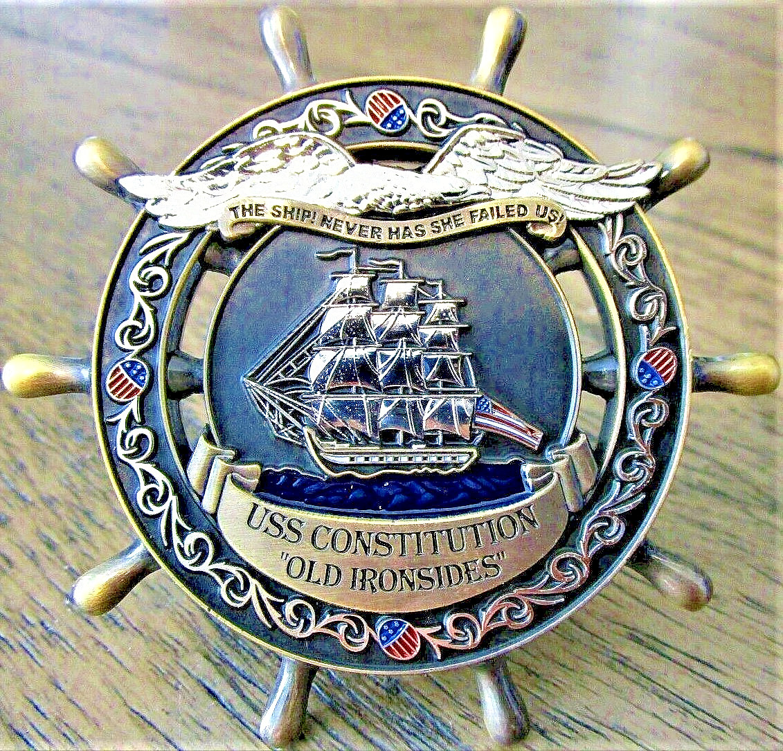 USS Constitution Old Ironsides Navy Chief CPO Ship Wheel USN Challenge Coin 