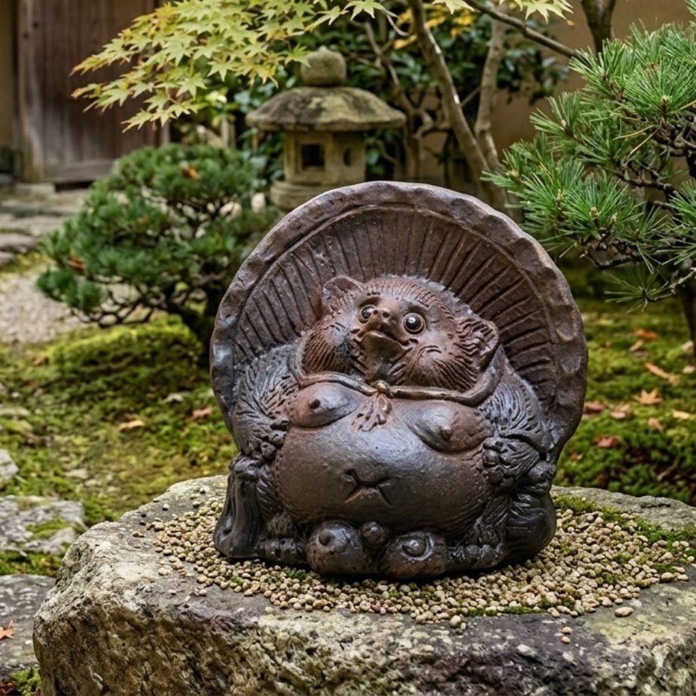 Shigaraki Ware Tanuki Japanese Raccoon Dog Statue Pottery Lucky Charm Japan NEW