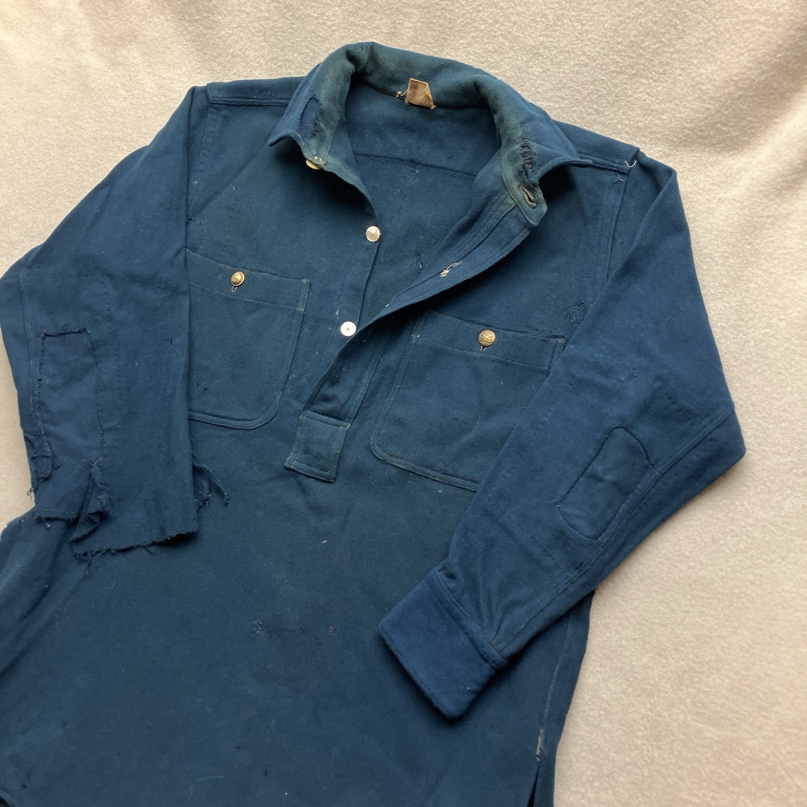 Antique M1883 M1885 Blue Wool Pullover Campaign Shirt Indian Wars Flannel Large