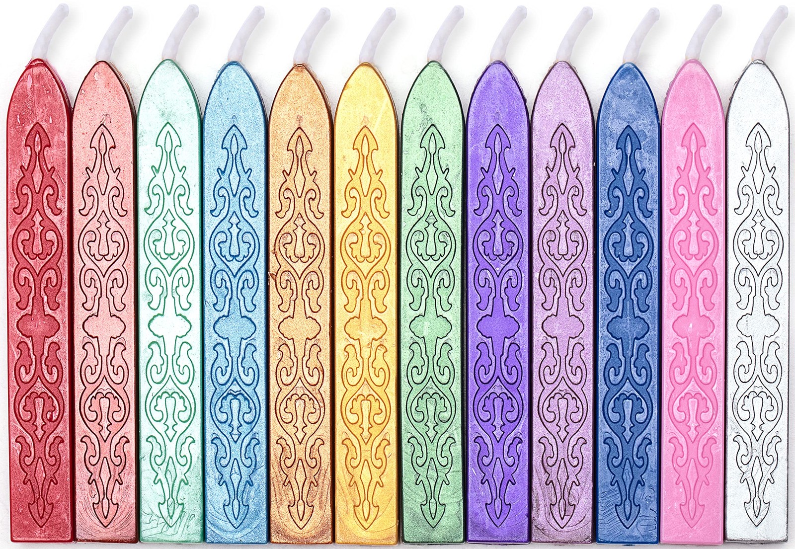 12 Pieces Sealing Wax Sticks with Wicks for Letter Seal Color A