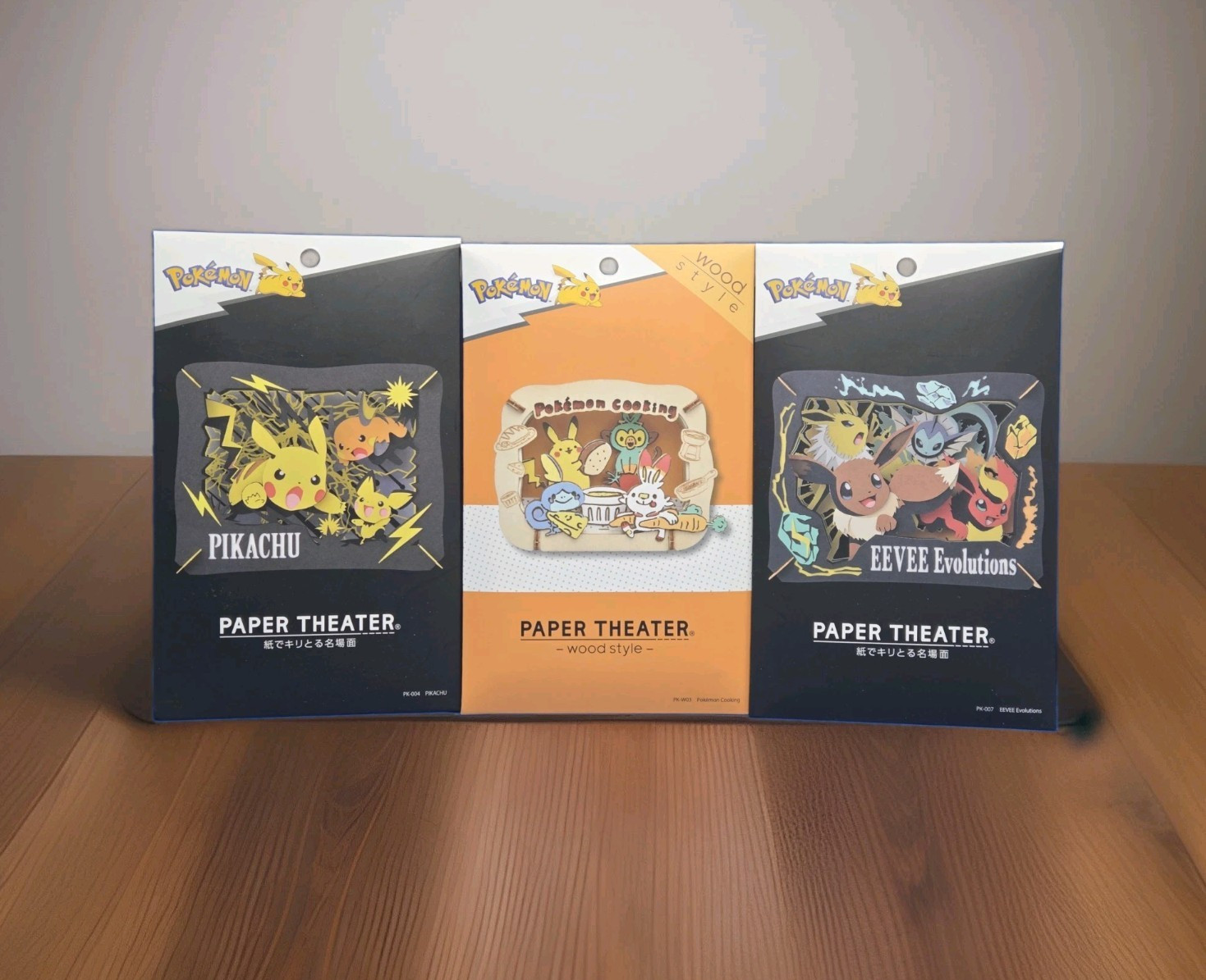 Pocket Monsters Pokemon Paper Theater Pikachu EEVEE Evolutions Set of Three NEW