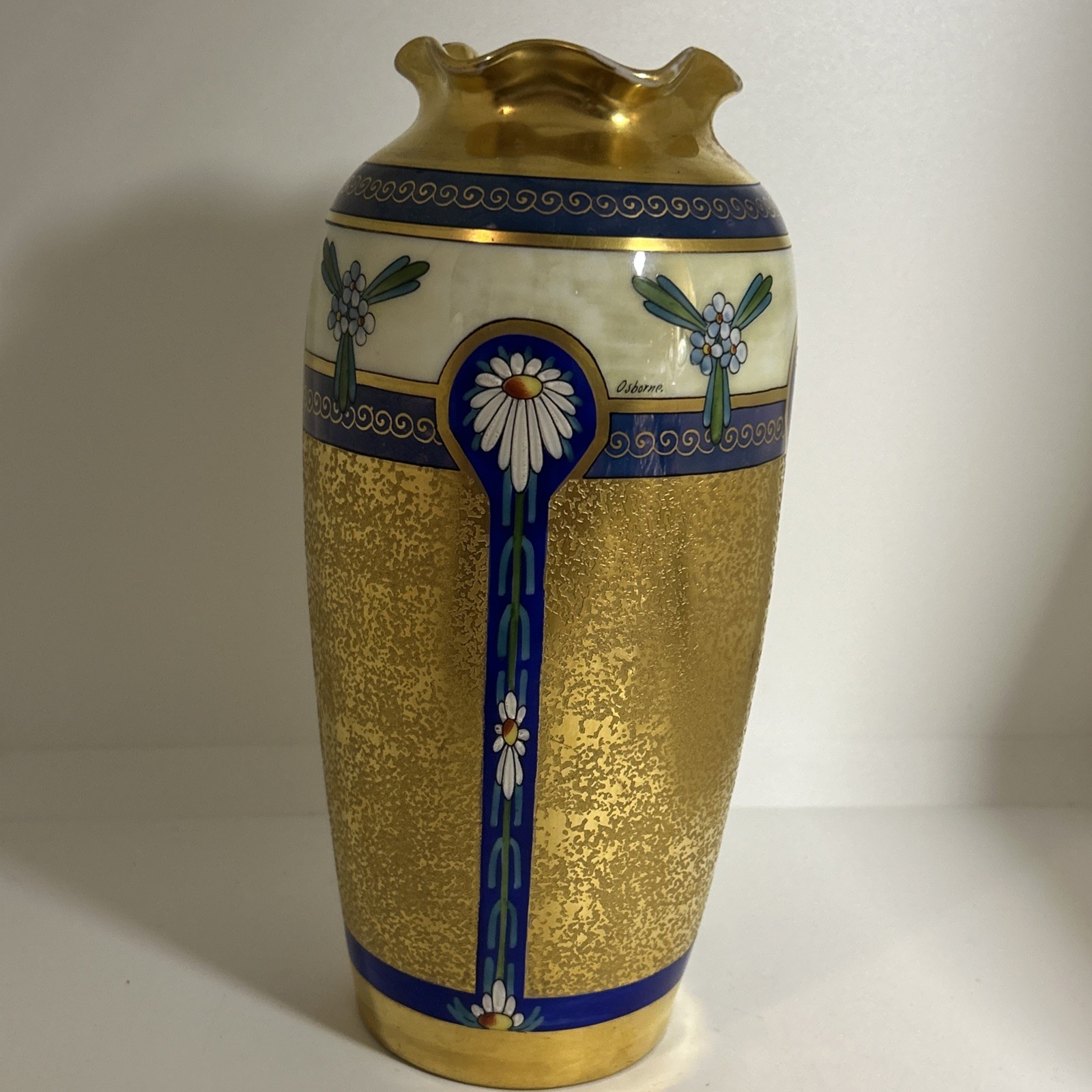 Rare Asbjorn Osborne  of Osborne Studio Encrusted Linear Vase 1914 Art Nouveau