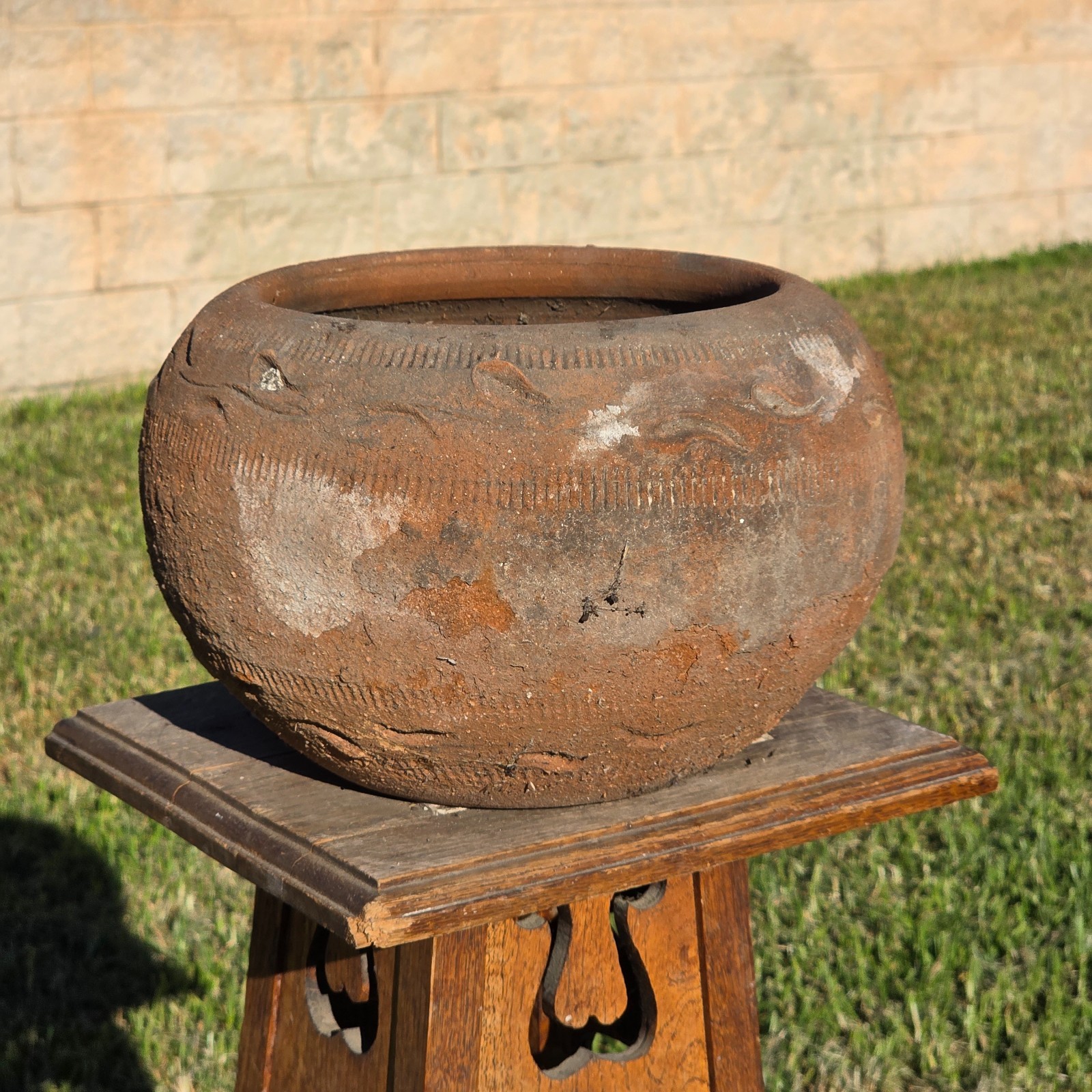 Vtg Mexican Style Terracotta Bowl Planter 11\