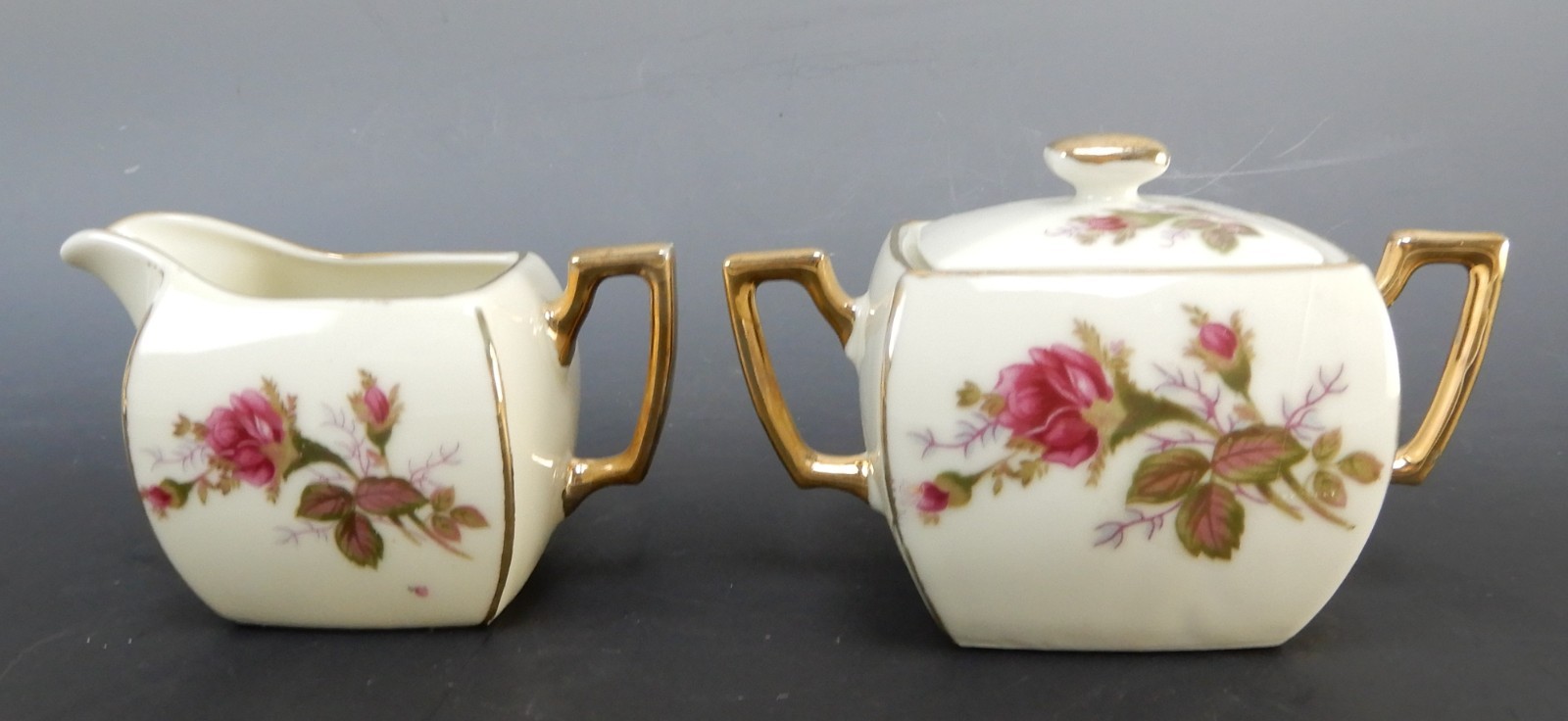 Vintage Royal Sealy China Square Small Sugar Bowl and Creamer Made in Japan