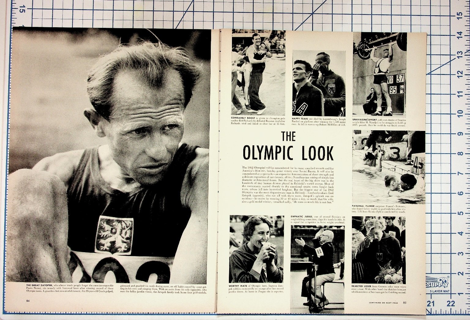 1952 Helsinki Olympics Magazine Article Spread Emil Zátopek Rafer Johnson