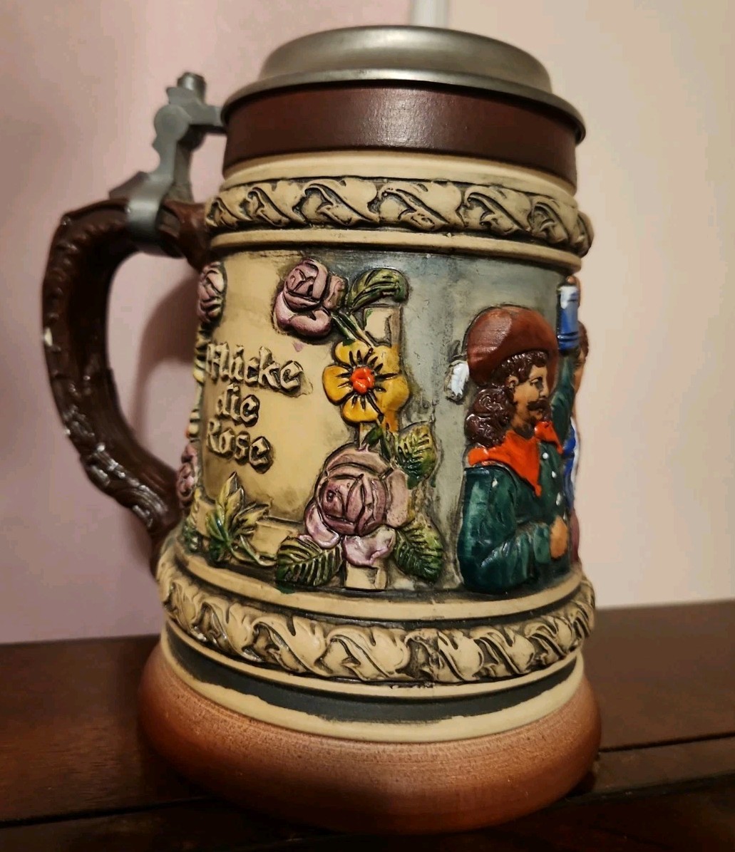 Vintage THEWALT Authentic Pewter Lidded Beer Stein Made West Germany