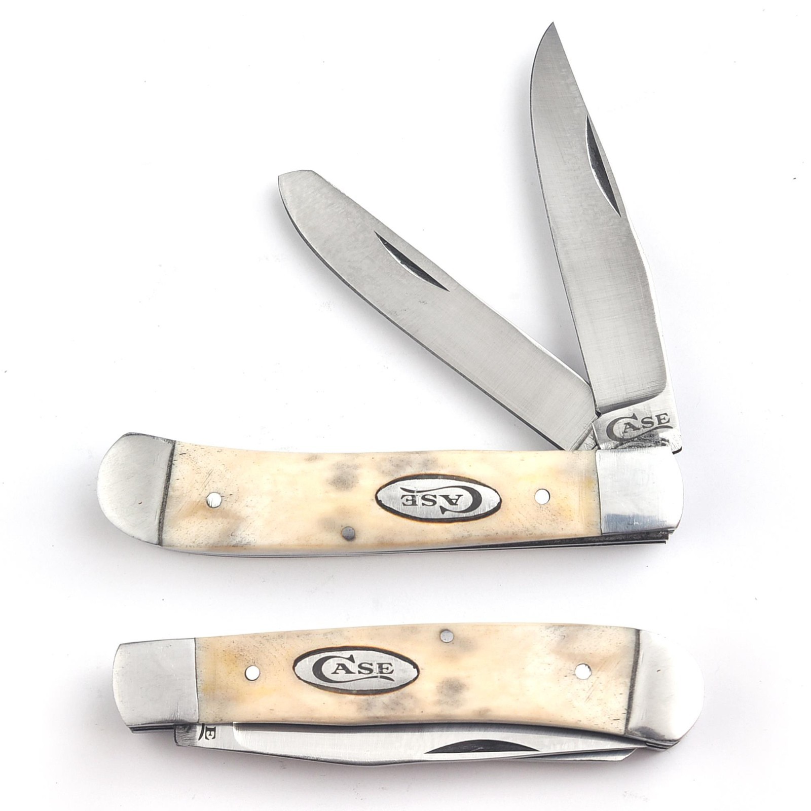 Trapper Pocket Knife–Camel Bone Handle-Dual Blade – Carbon Steel Folding-USA EDC