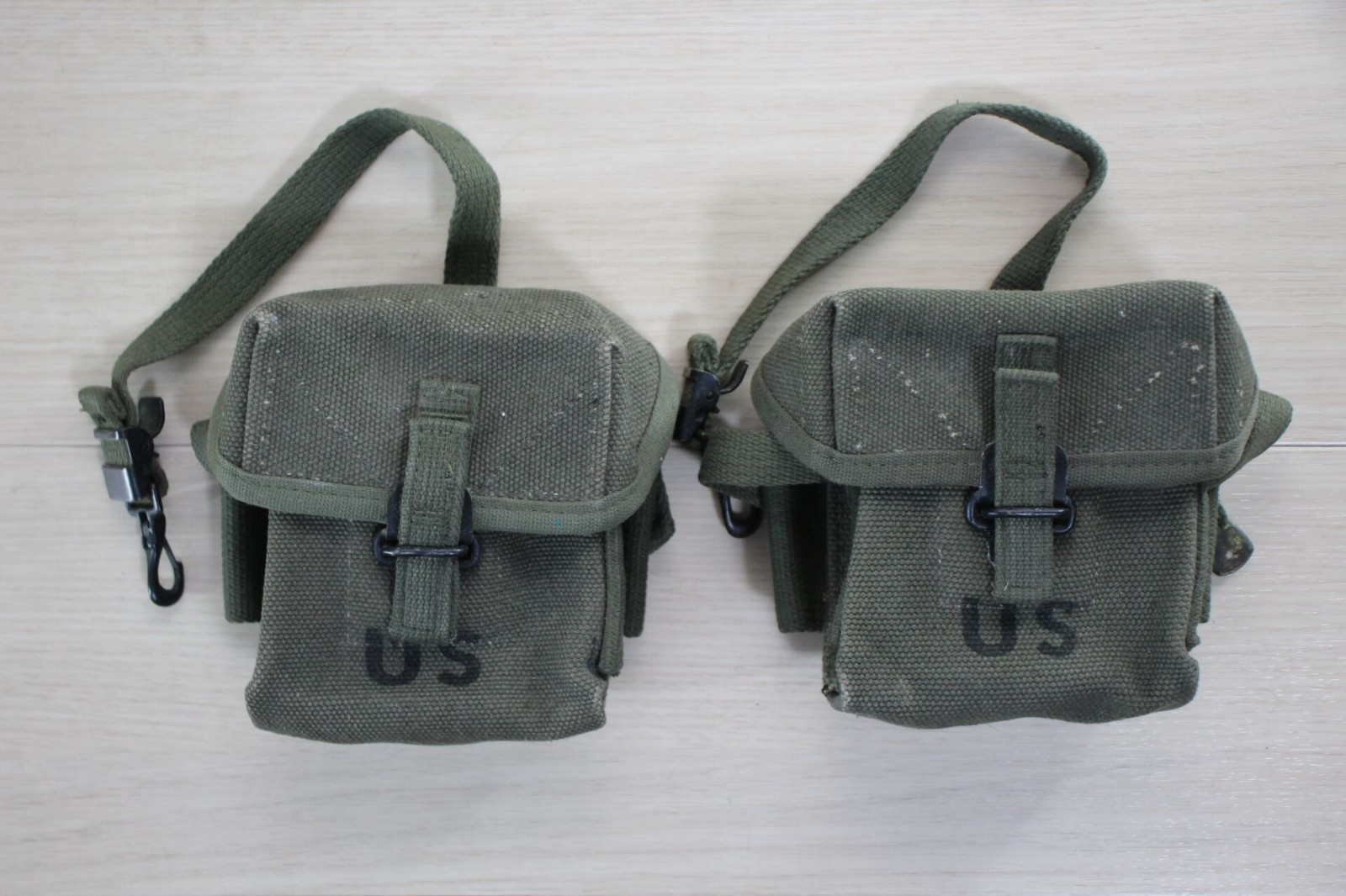 Vietnam War 1968 USGI Canvas 20rd Magazine Short Pouch Pair .223 5.56   P70