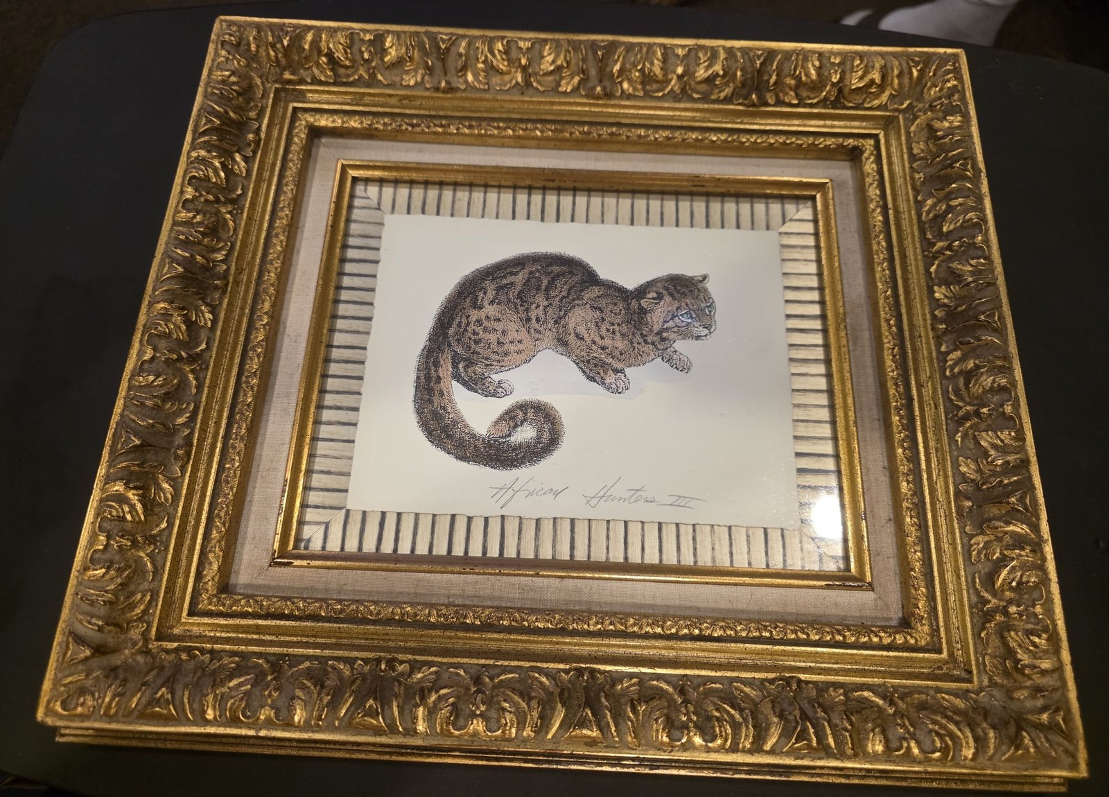 Signed Charles Bragg Etching Framed Cat Art Print