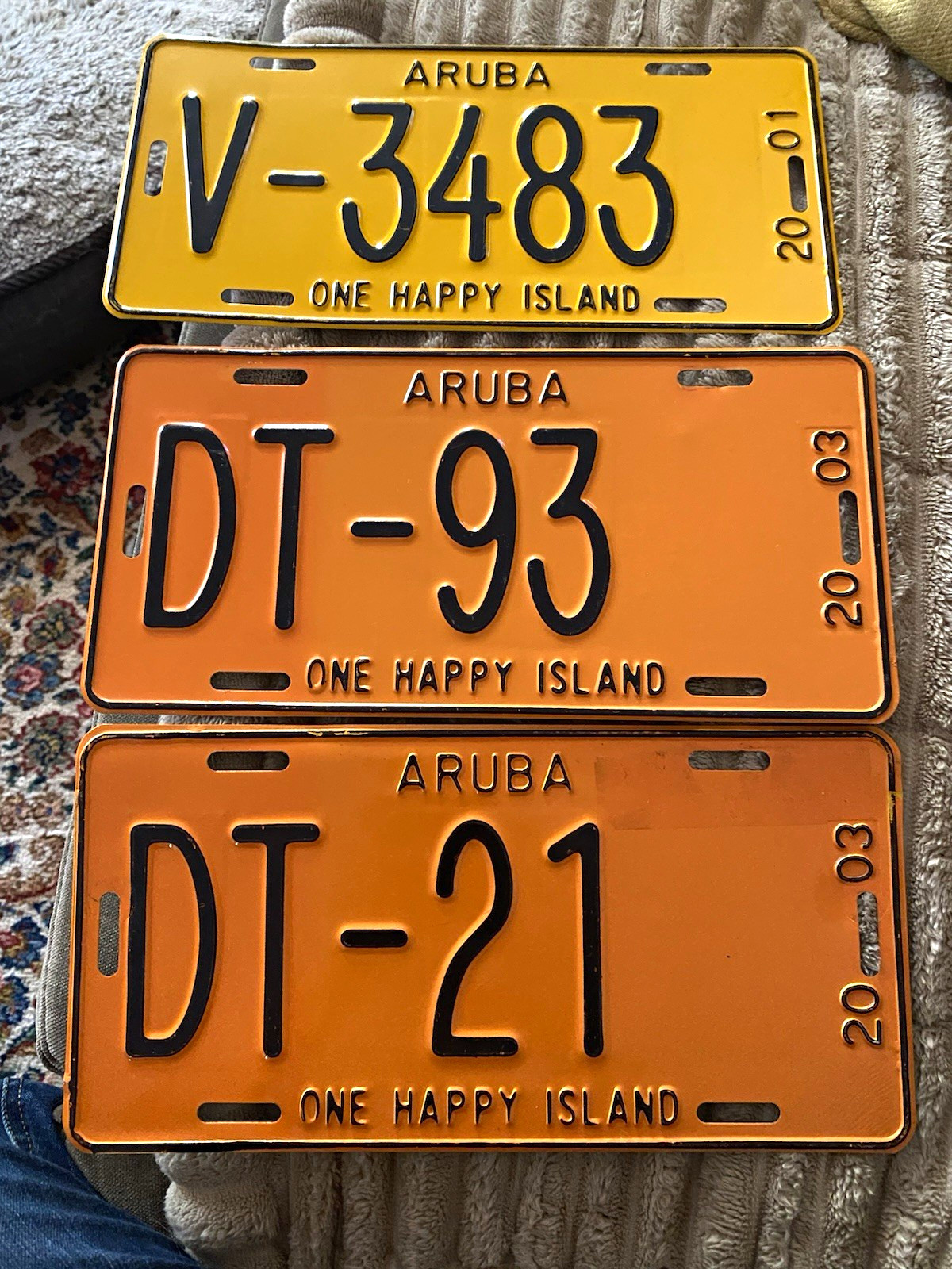 Lot of 3 Vintage Aruba License Plates - 2001 & 2003 