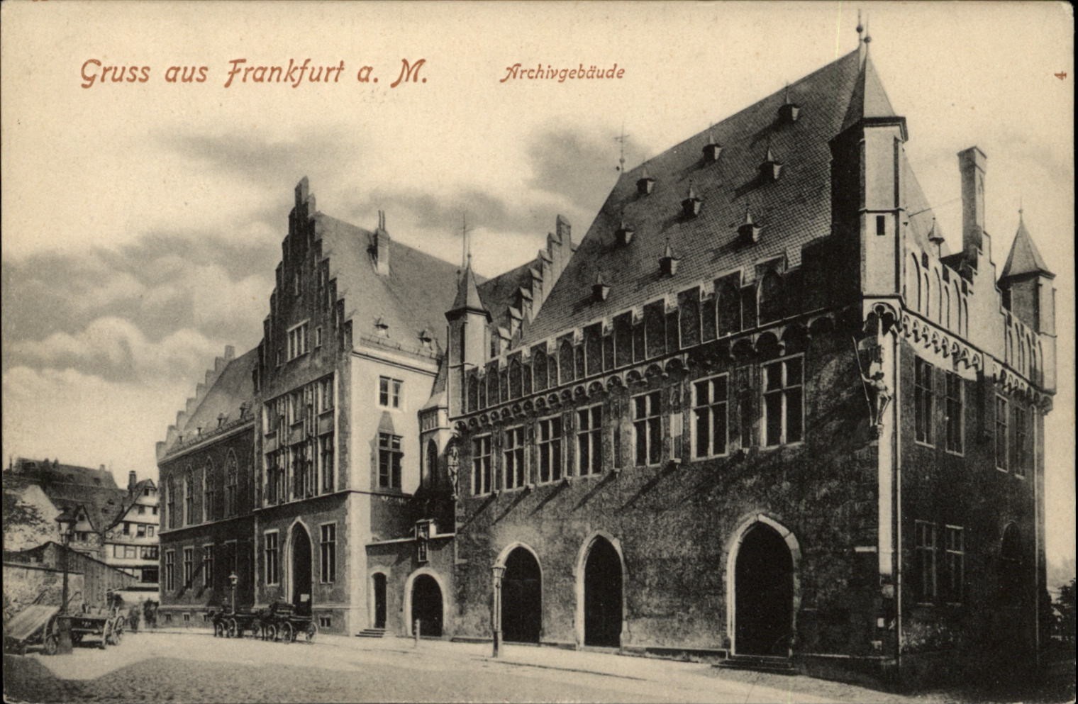 Gruss Aus Frankfurt a M Archivgebaude vintage postcard UDB c1905 unposted I447