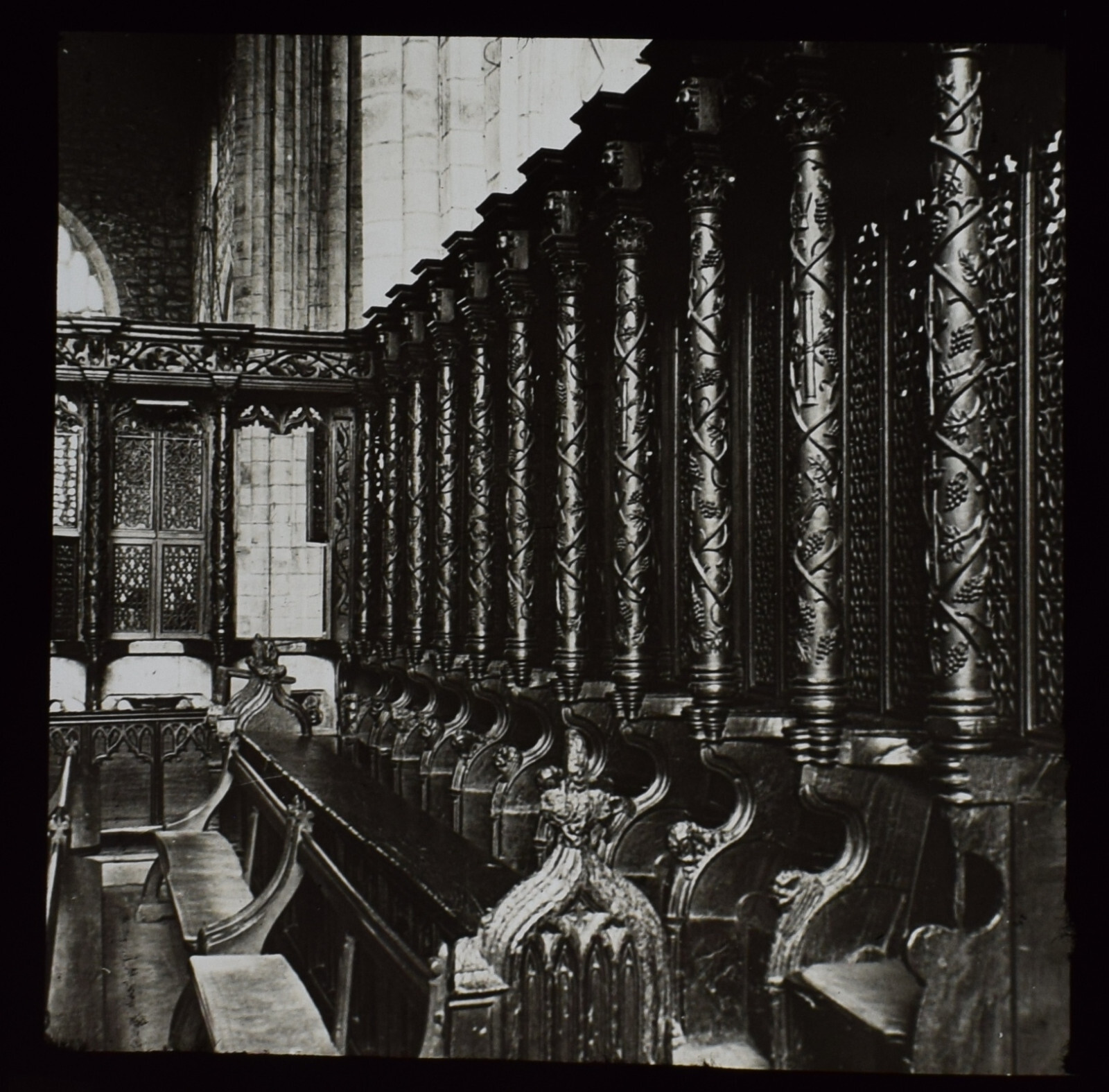 CARTMEL PRIORY CHOIR CUMBRIA ENGLAND C1920 PHOTO Magic Lantern Slide