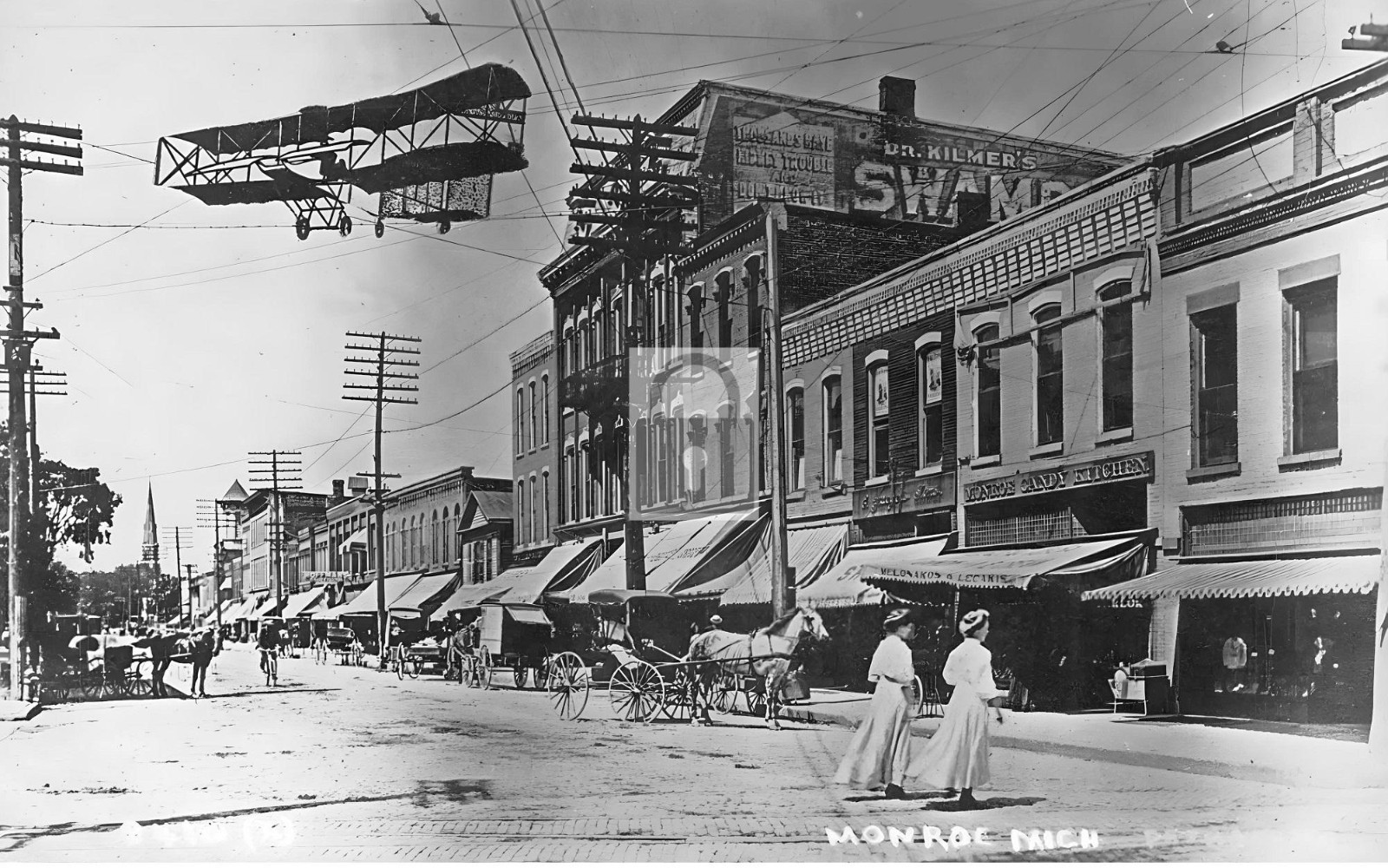 Street View Biplane Monroe Michigan MI - Reprint