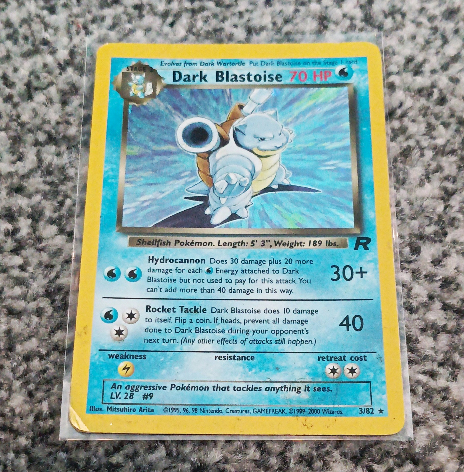 WOTC 2000 Pokemon TCG Team Rocket Dark Blastoise Holo Rare 3/82 70 HP English