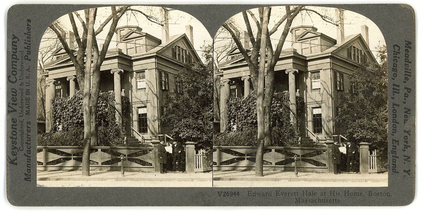 BOSTON SV - Edward Everett Hale at His Home - Keystone 1920s RARE