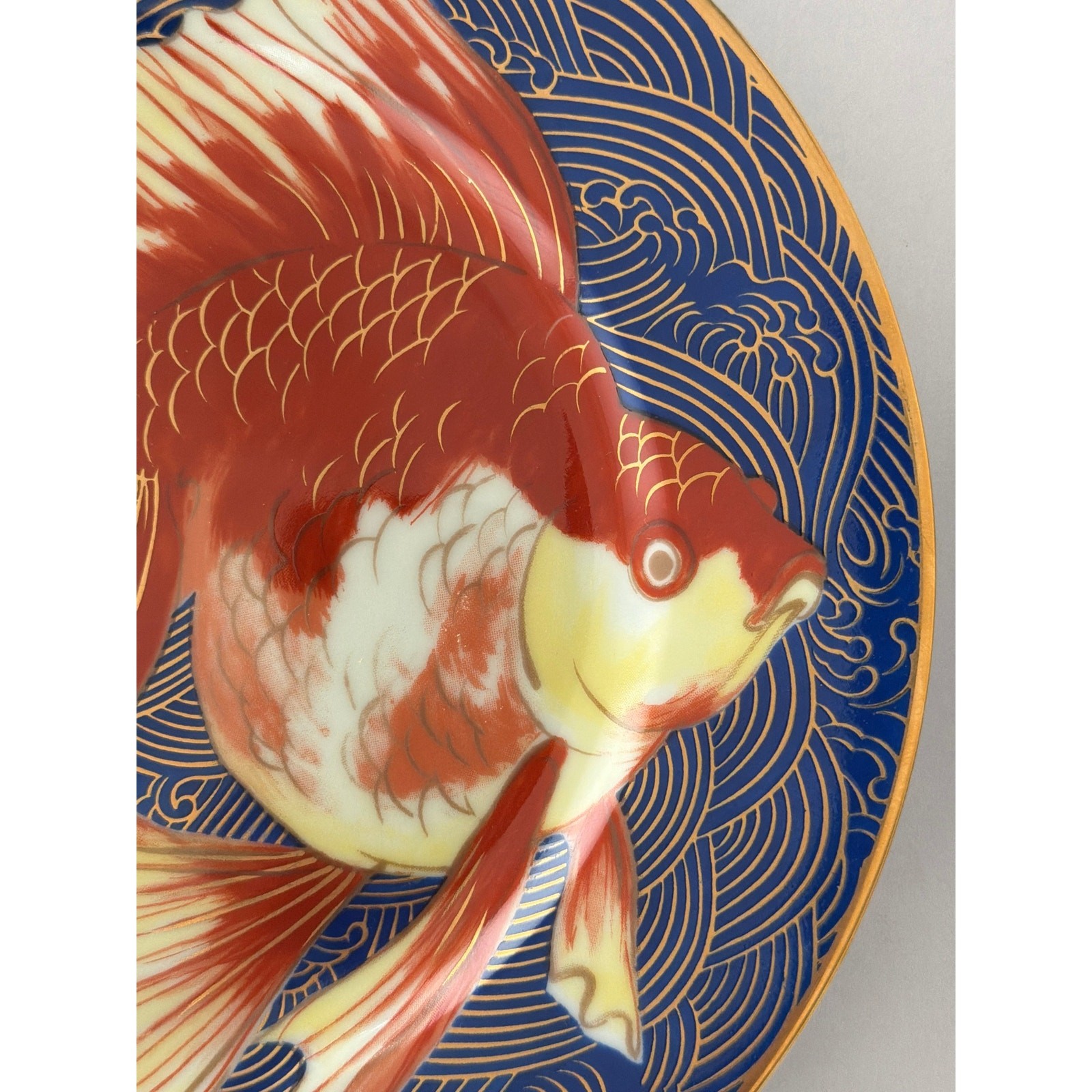 Set of 4 Vintage Andrea by Sadek Goldfish Plates Jered Holmes Chinoiserie Gilt