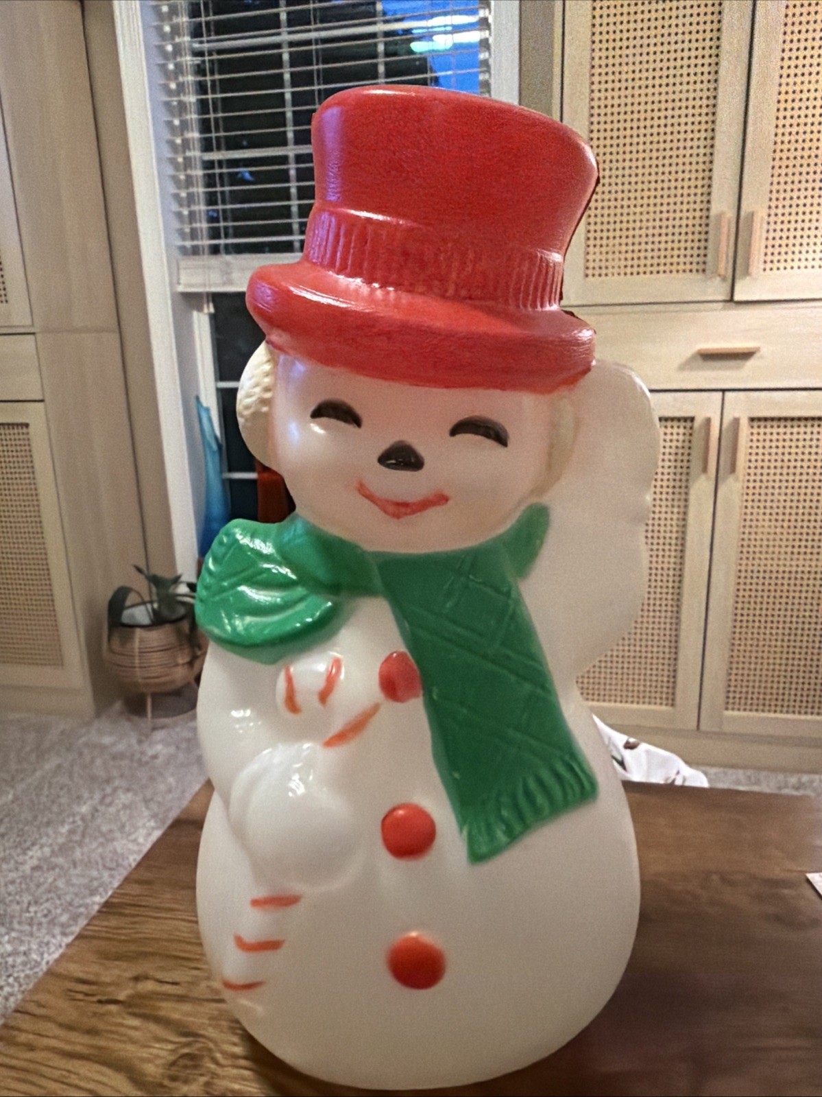 Vintage Empire Plastic Blow-Mold Waving Snowman 1996 Holiday Decor Light 17”