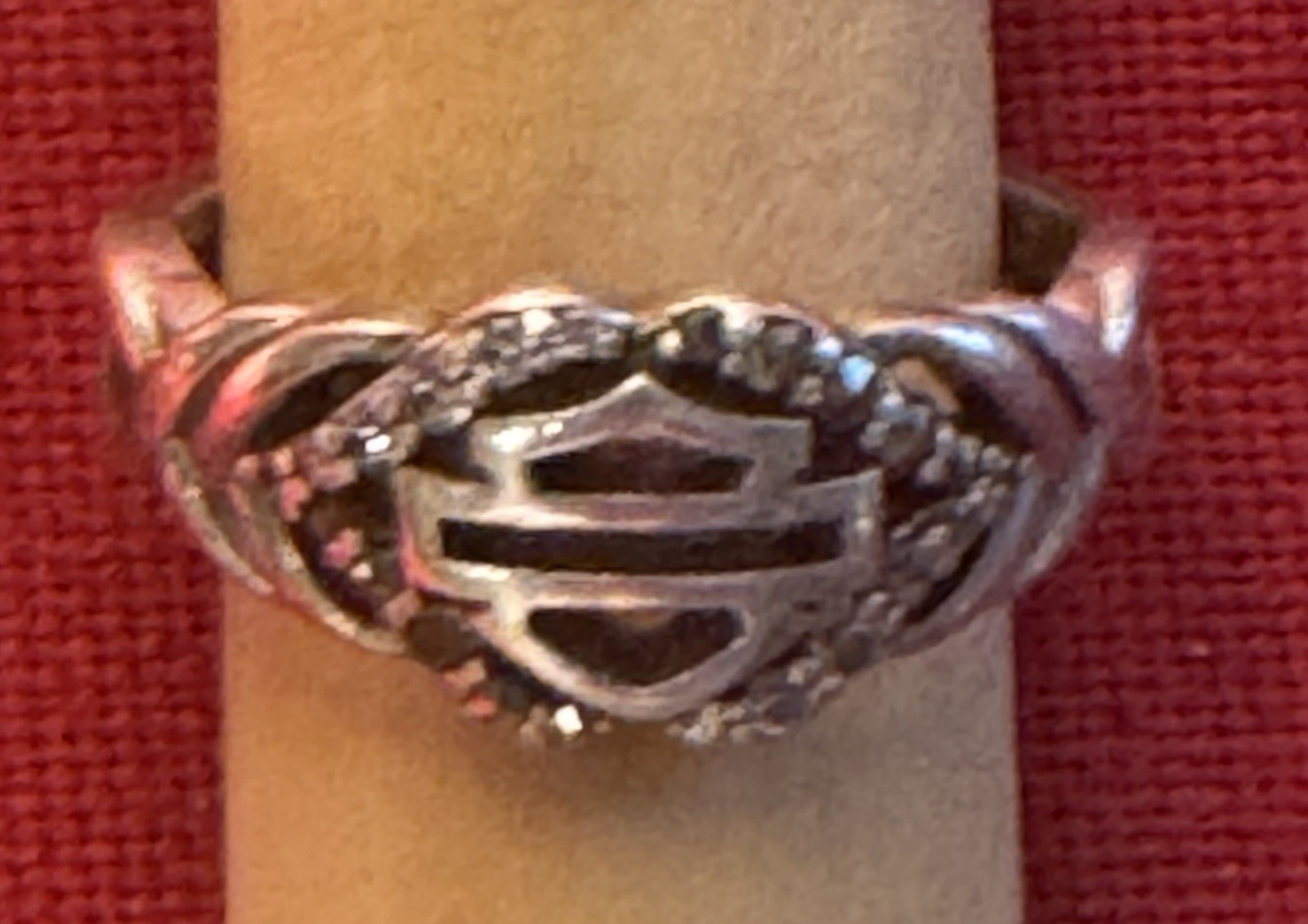 Harley Davidson Women\'s Sterling Silver Marcasite Bar & Shield Ring Size 7