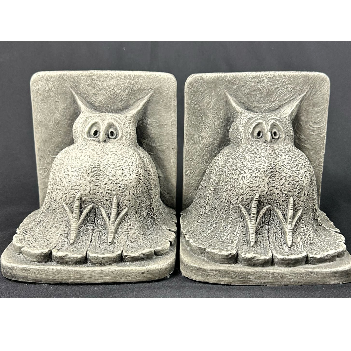 Vintage Witt Accents Owl Bookends Pair 1973 Signed MCM Fat Owls 70s Decor