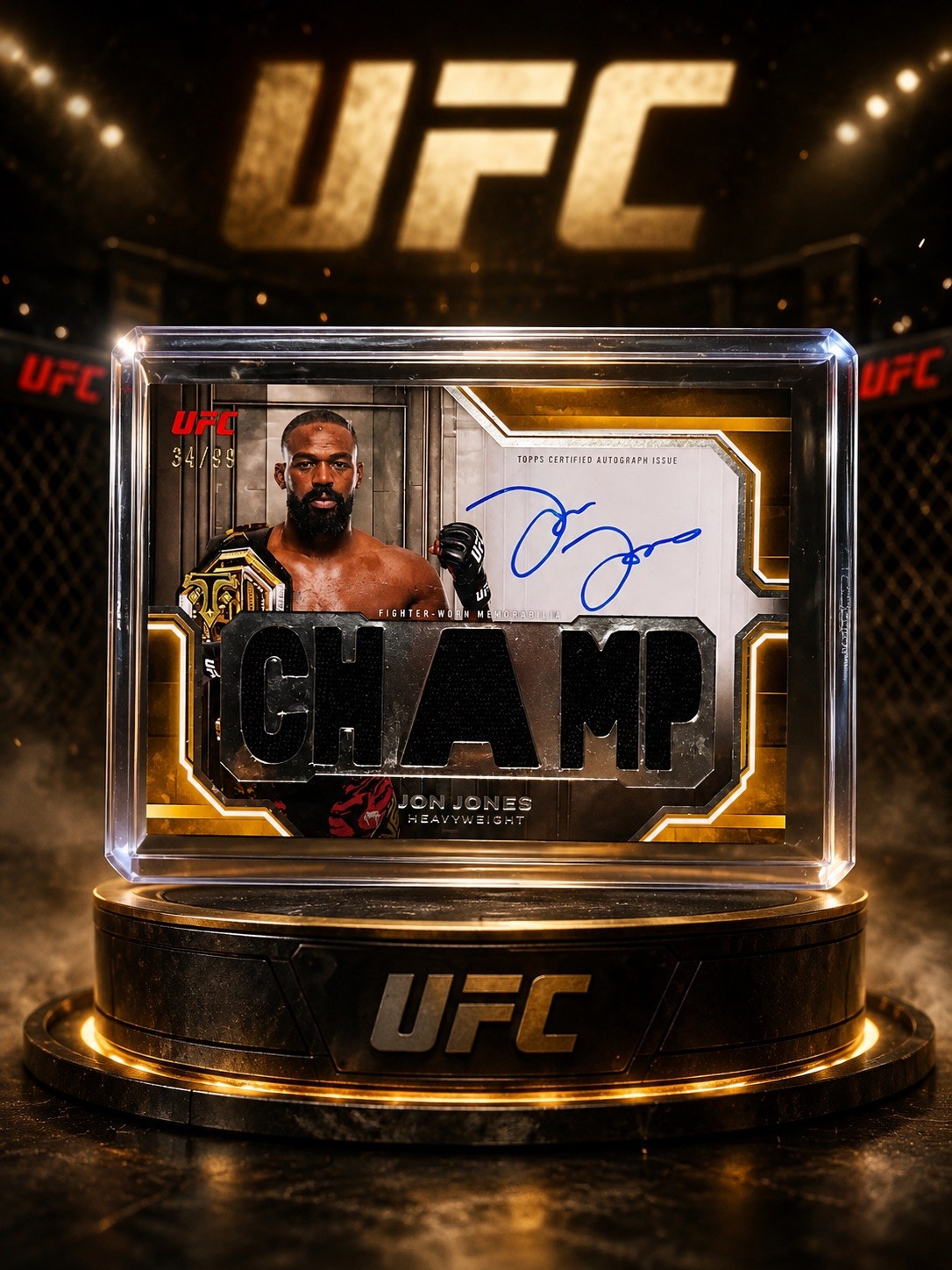 Jon Jones triple threads relic auto #34/99 - 2026 topps knockout ufc