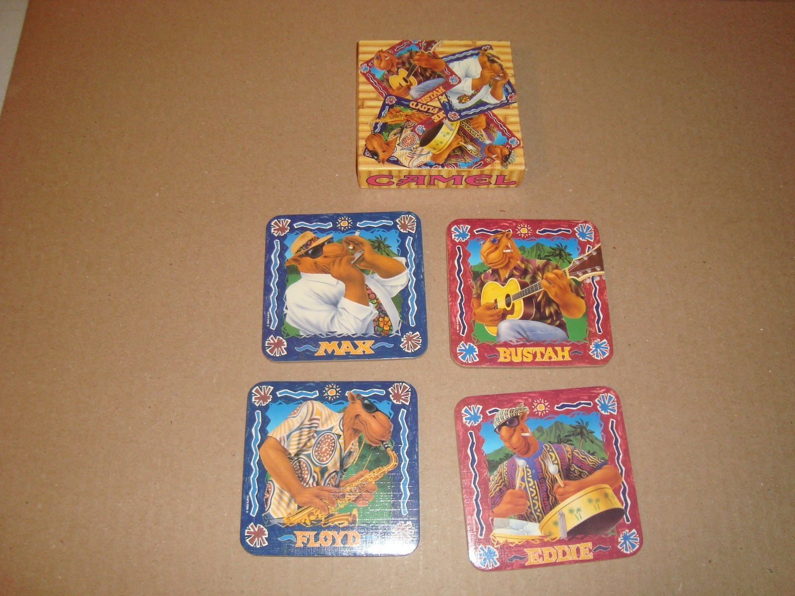 VINTAGE 1993 SET OF 4- JOE CAMEL CIGARETTES BEACH CLUB COASTER SET