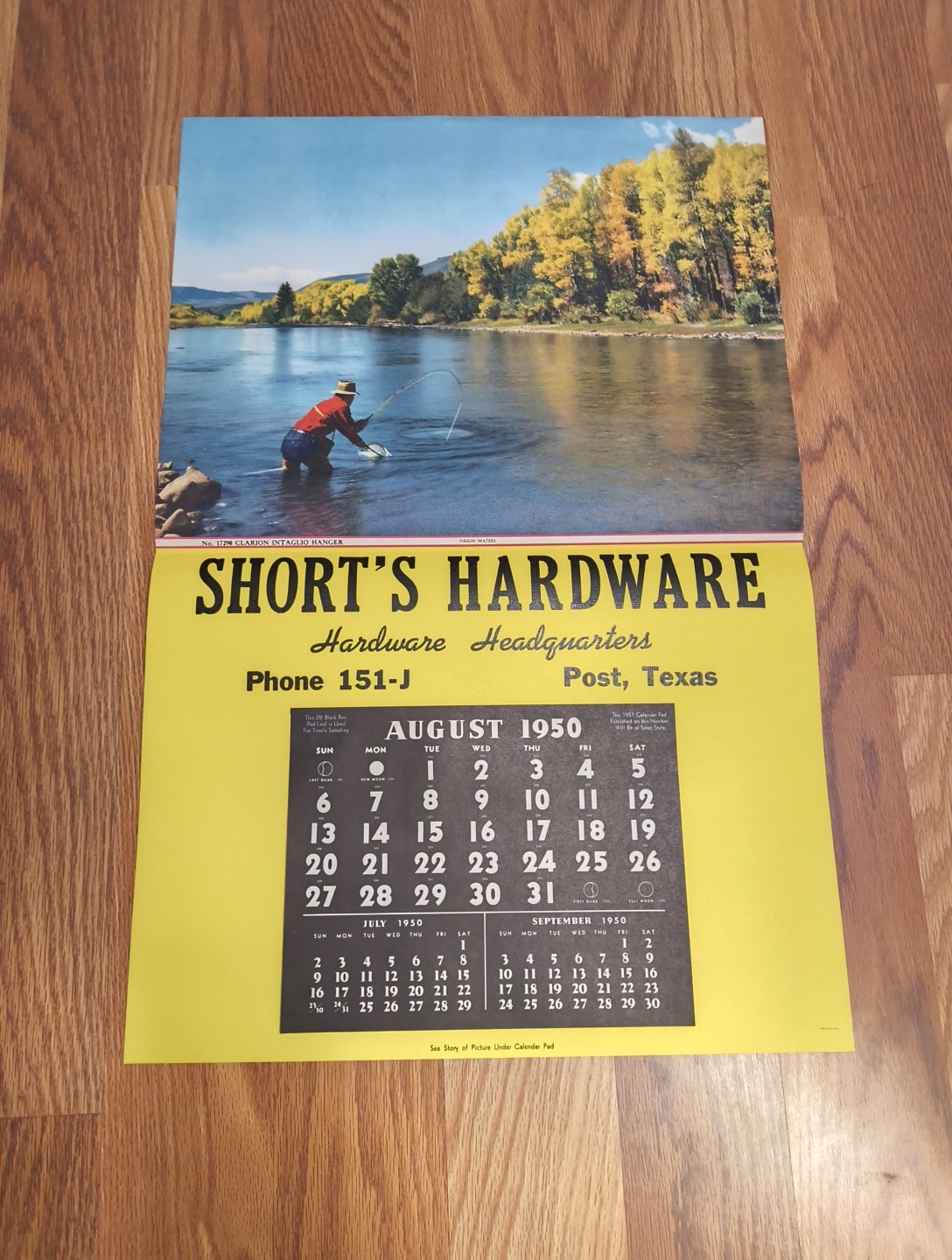 Vintage 1950s Calendar Hanger Shorts Hardware Post TX Salesman Sample