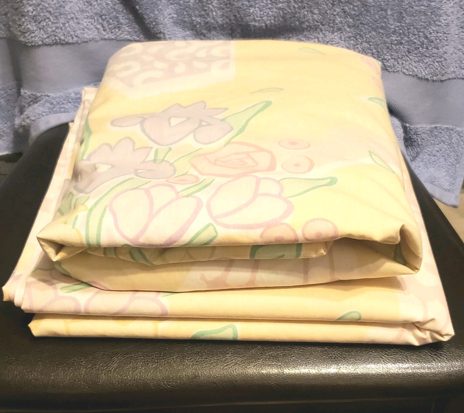 Vintage Martex For Sheri Roese Queen Sheet Fitted+ Flat W/ Eyelet Hem Floral 