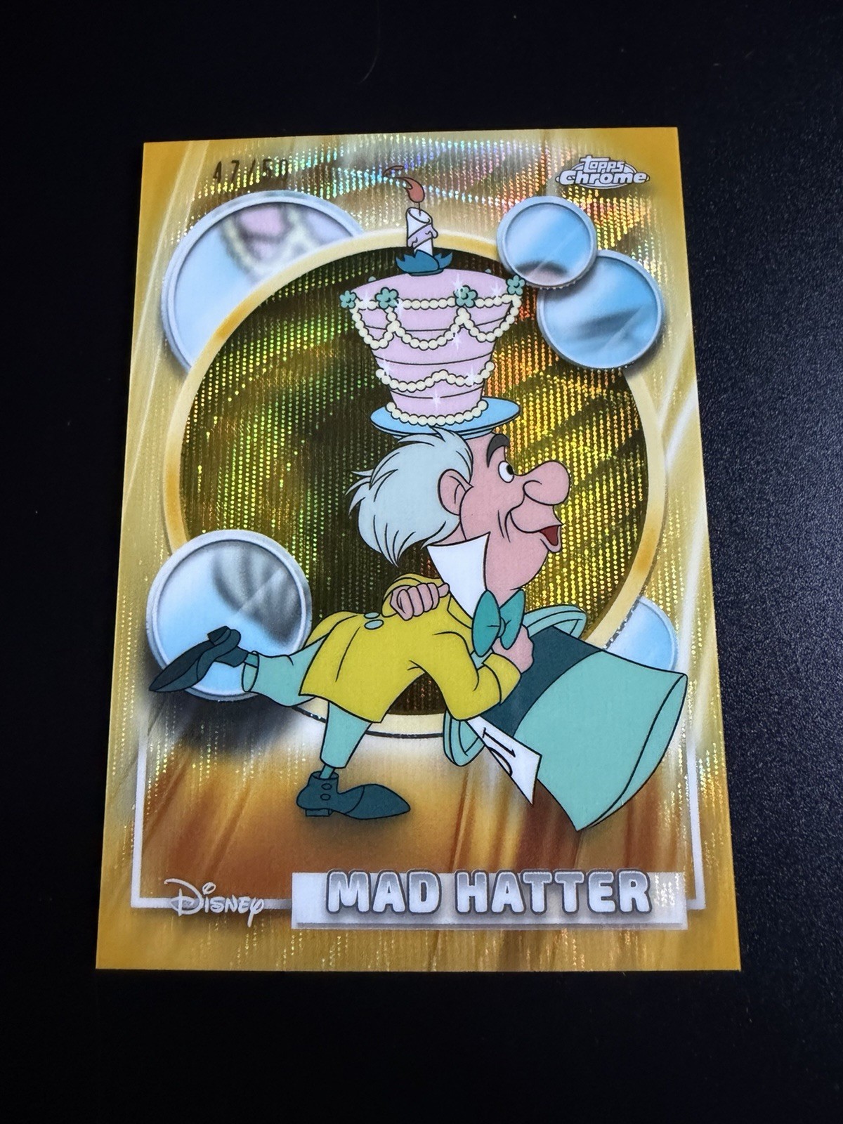 2026 Topps Chrome Disney Mad Hatter #76 Gold /50 47/50 Alice Wonderland