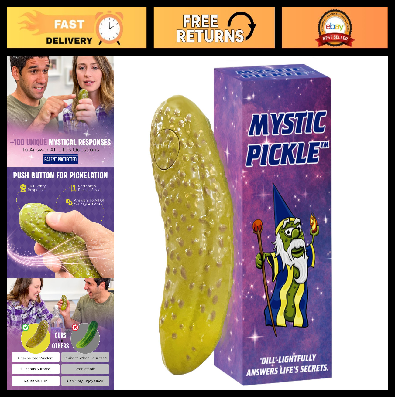 Mystic Pickle Magic Fortune Teller | 100 Responses | Fun Novelty Gift Idea