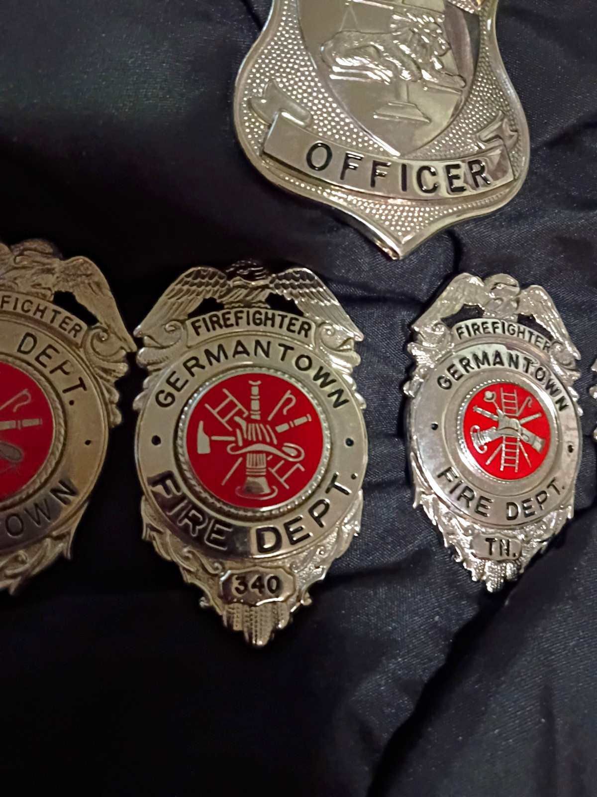 Germantown TN Fire Dept Firefighter Badges Lot (5) + Security Officer Badge