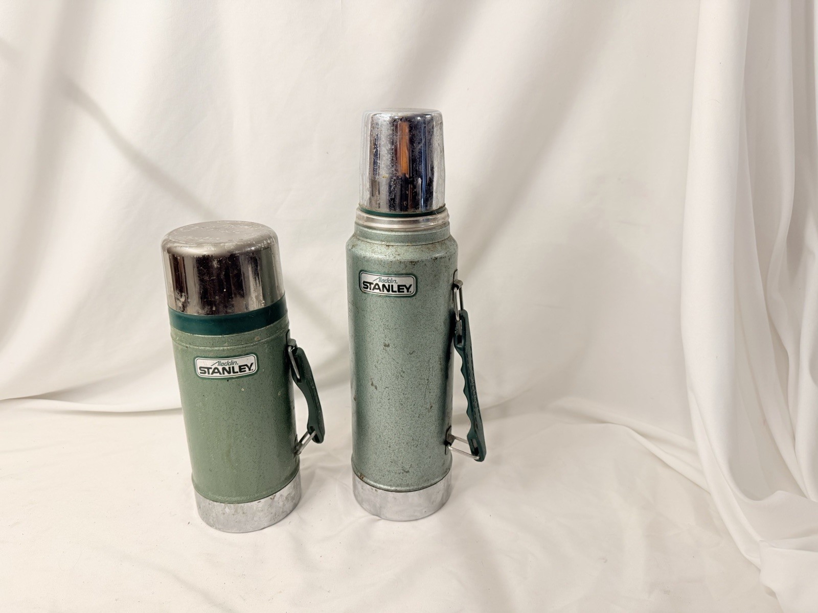 Old Vtg Pair Of 2 STANLEY ALADDIN Thermos 1QT A-944DH Wide Mouth A-1350B USA
