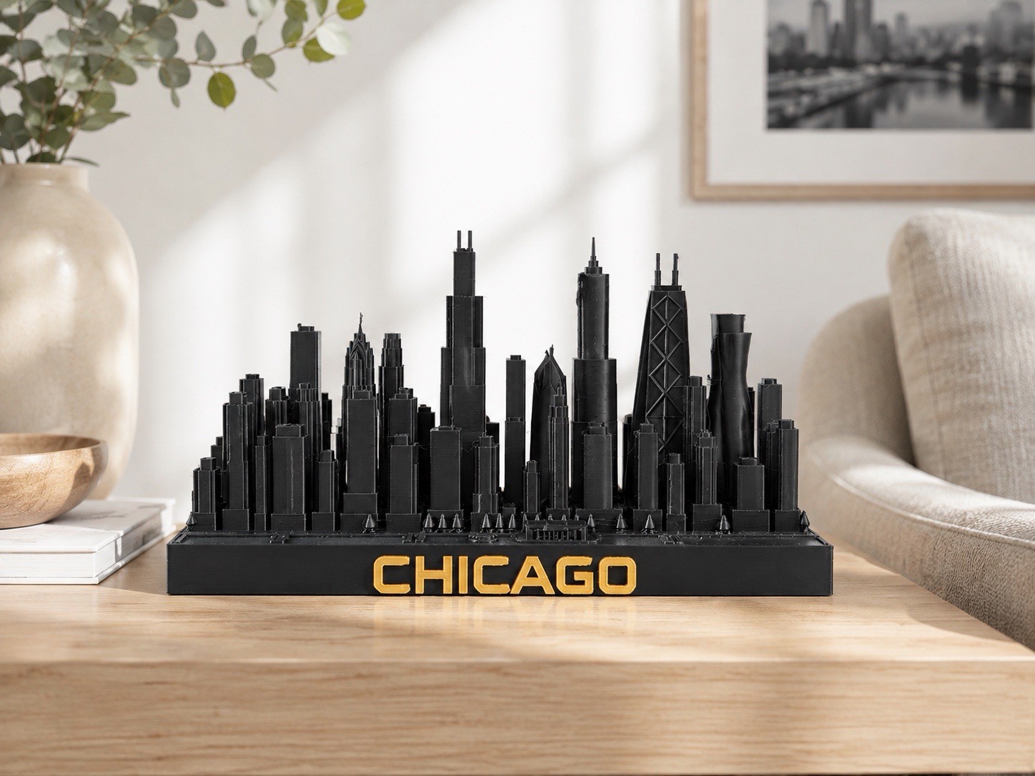 Chicago Skyline Figurine With Willis Tower And “Chicago “ Text