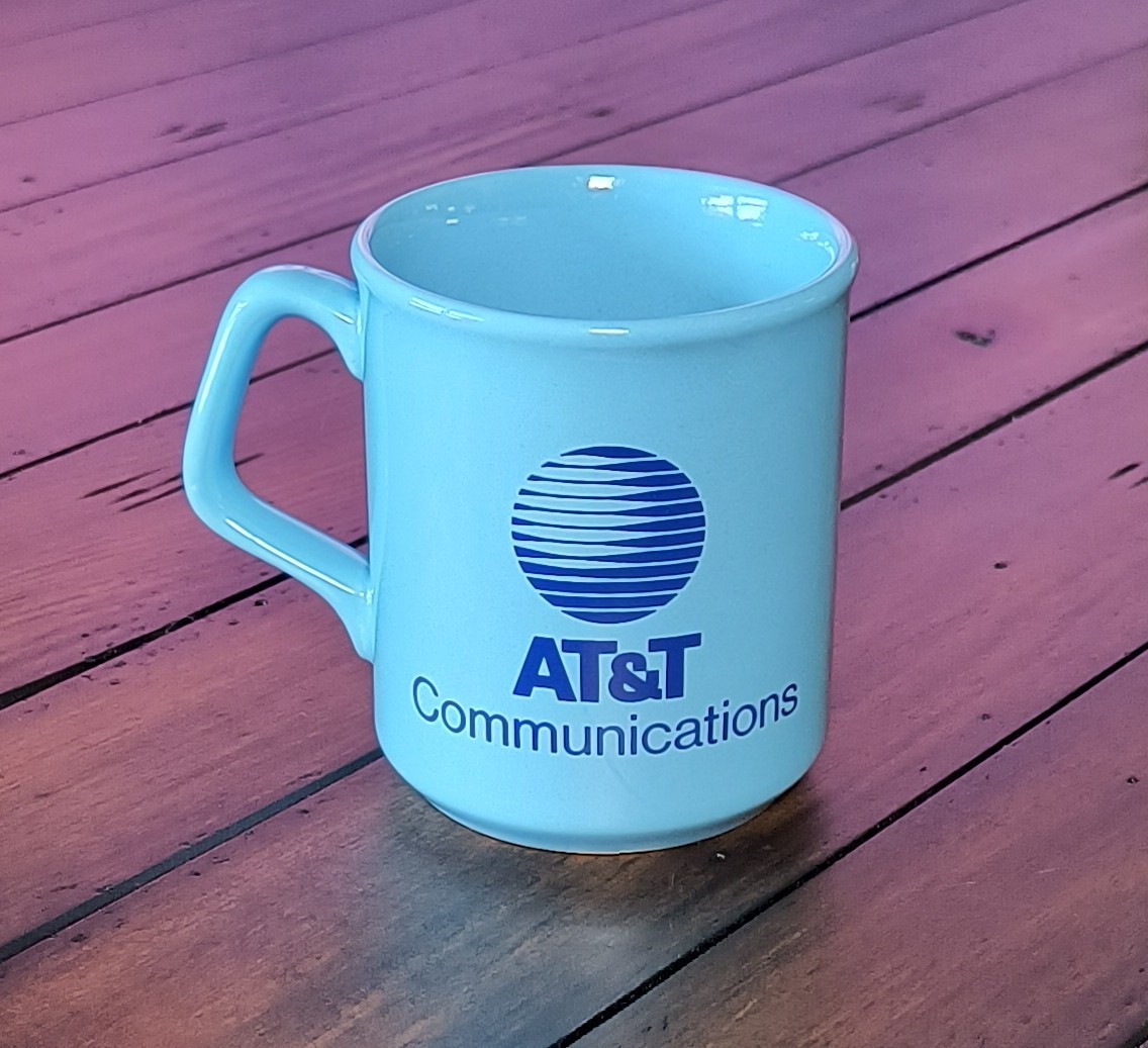 RARE Vintage AT&T Communications Baby Blue Coffee Mug Made in England