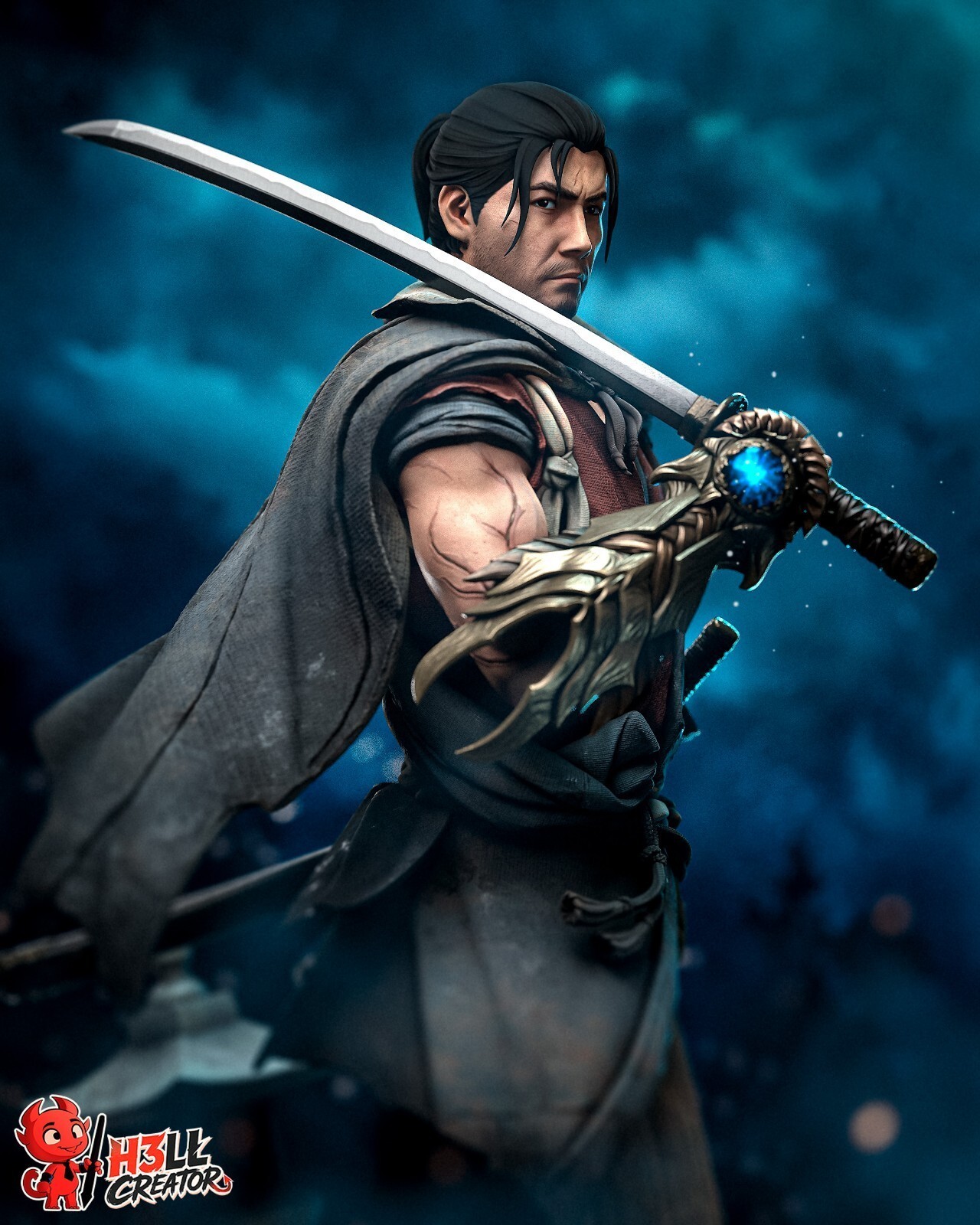1:8 Musashi Onimusha Way of the Sword Fan Art UNPAINTED Resin Garage Kit
