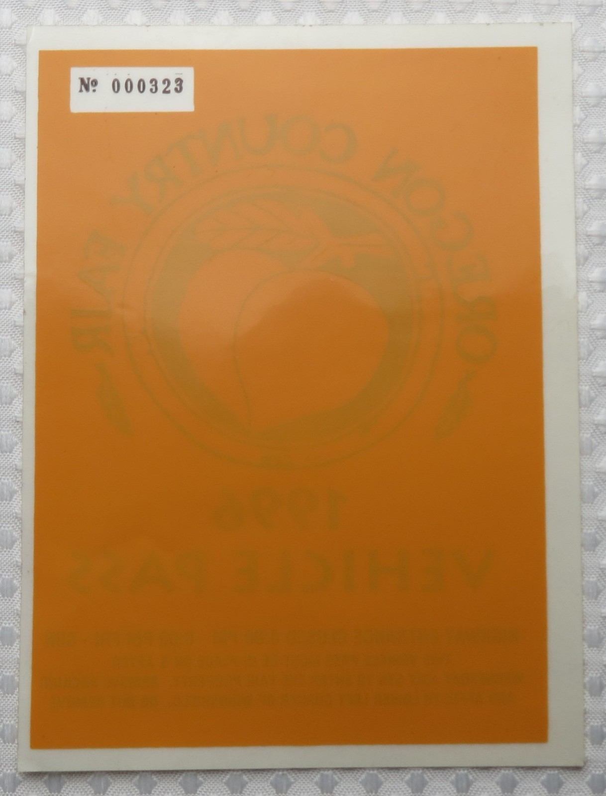 Vtg 1996 Oregon Country Fair OCF Vehicle Pass *Unused* Authentic Rare Collector