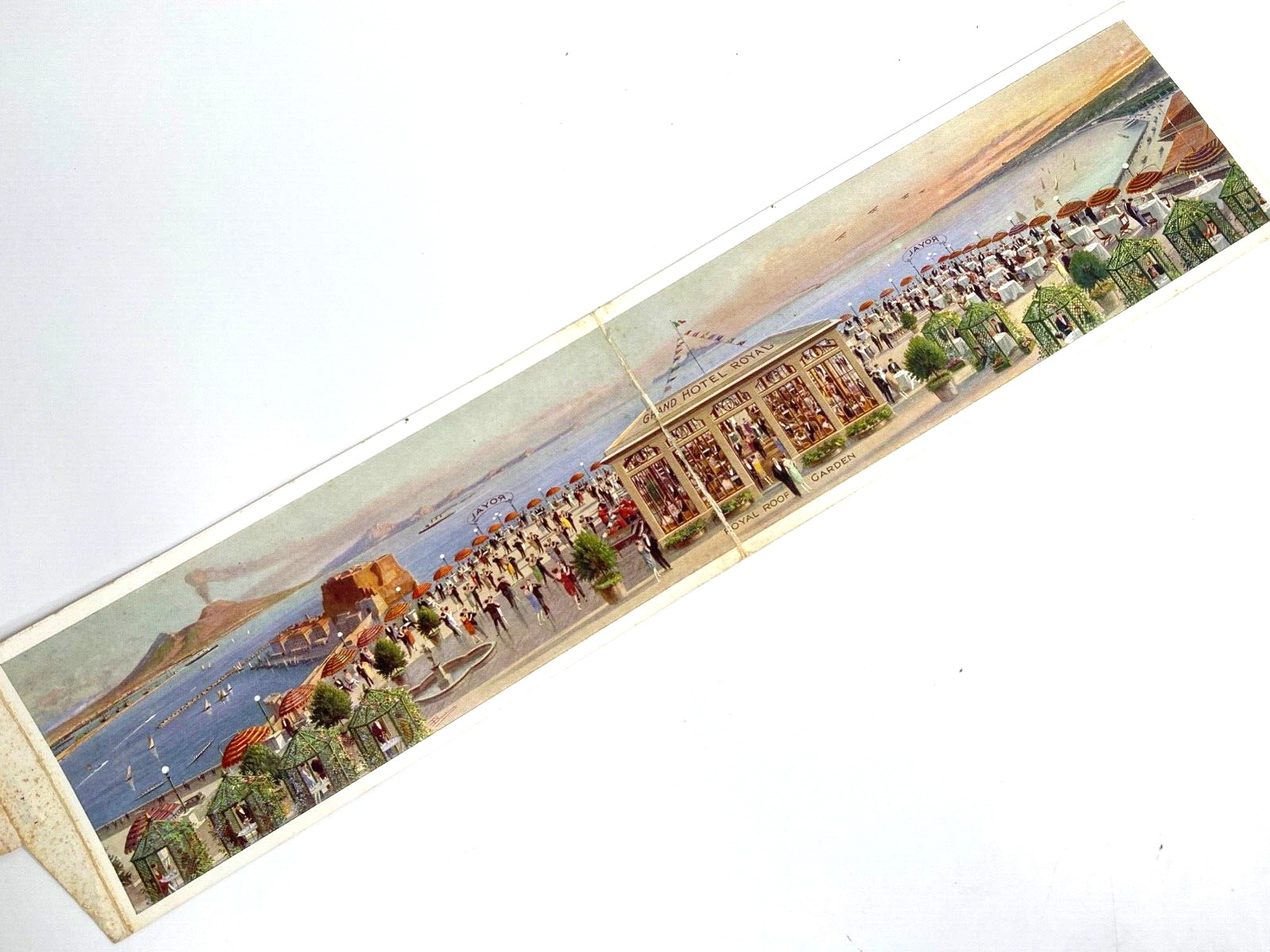 1928 GRAND HOTEL ROYAL - NAPLES, ITALY panoramic advertising mailer RICHTER & CO