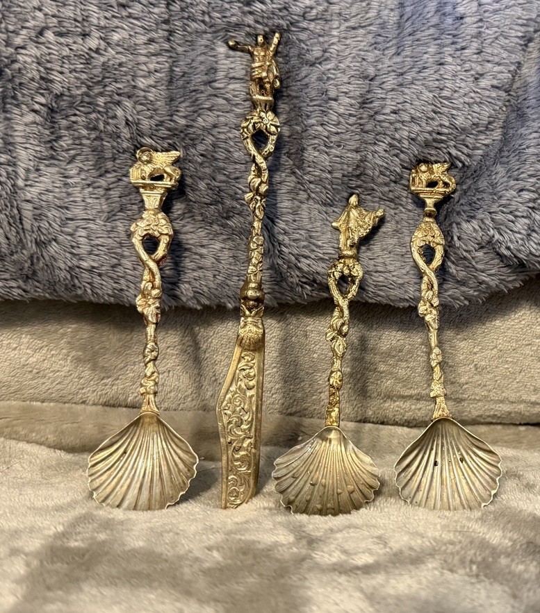 VTG ITALY SILVER FIGURAL APPETIZER  .800/.900 SILVER SET (4) 68 GRAMS/2.42 OZ