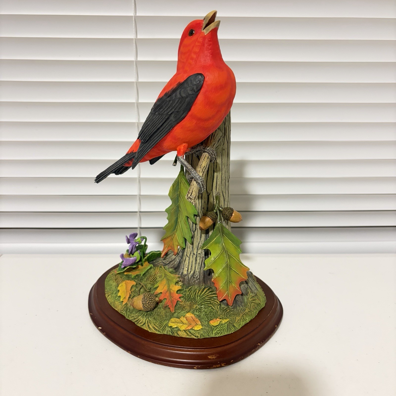 Danbury Mint Woodland Brilliance Jeff Rechin Scarlet Tanager Bird Figurine 10”