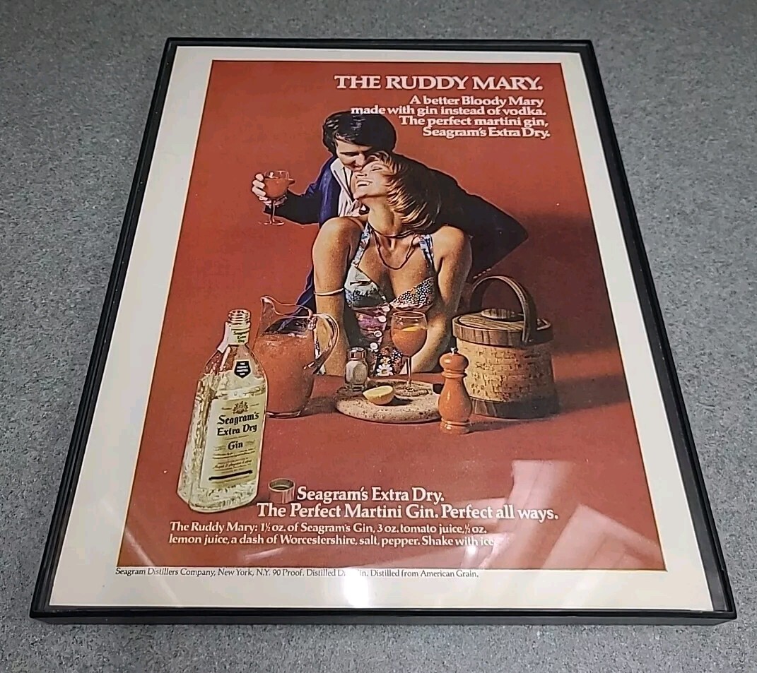 Seagram's Extra Dry Gin 1973 Print Ad Framed 8.5x11 Wall Art 