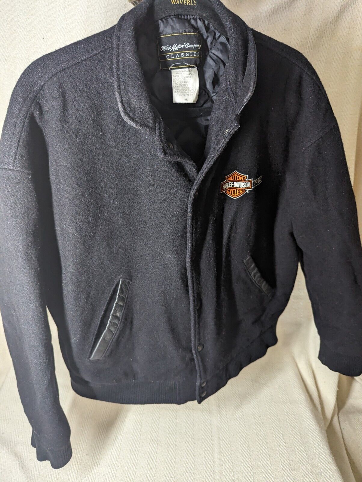 Harley Davidson Ford F150 Wool and Leather Coat Size Medium 