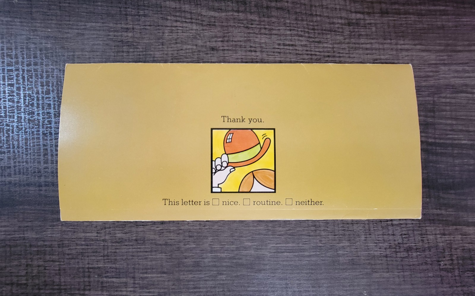 NOS HTF Nothng-to-it-letters 1977 THOUGHT FACTORY Humorous Thank You Card 