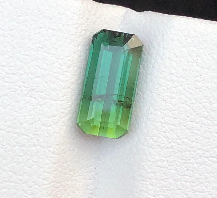 2.9Carat Faceted Bi Color Emerald Cut Tourmaline Gemstone