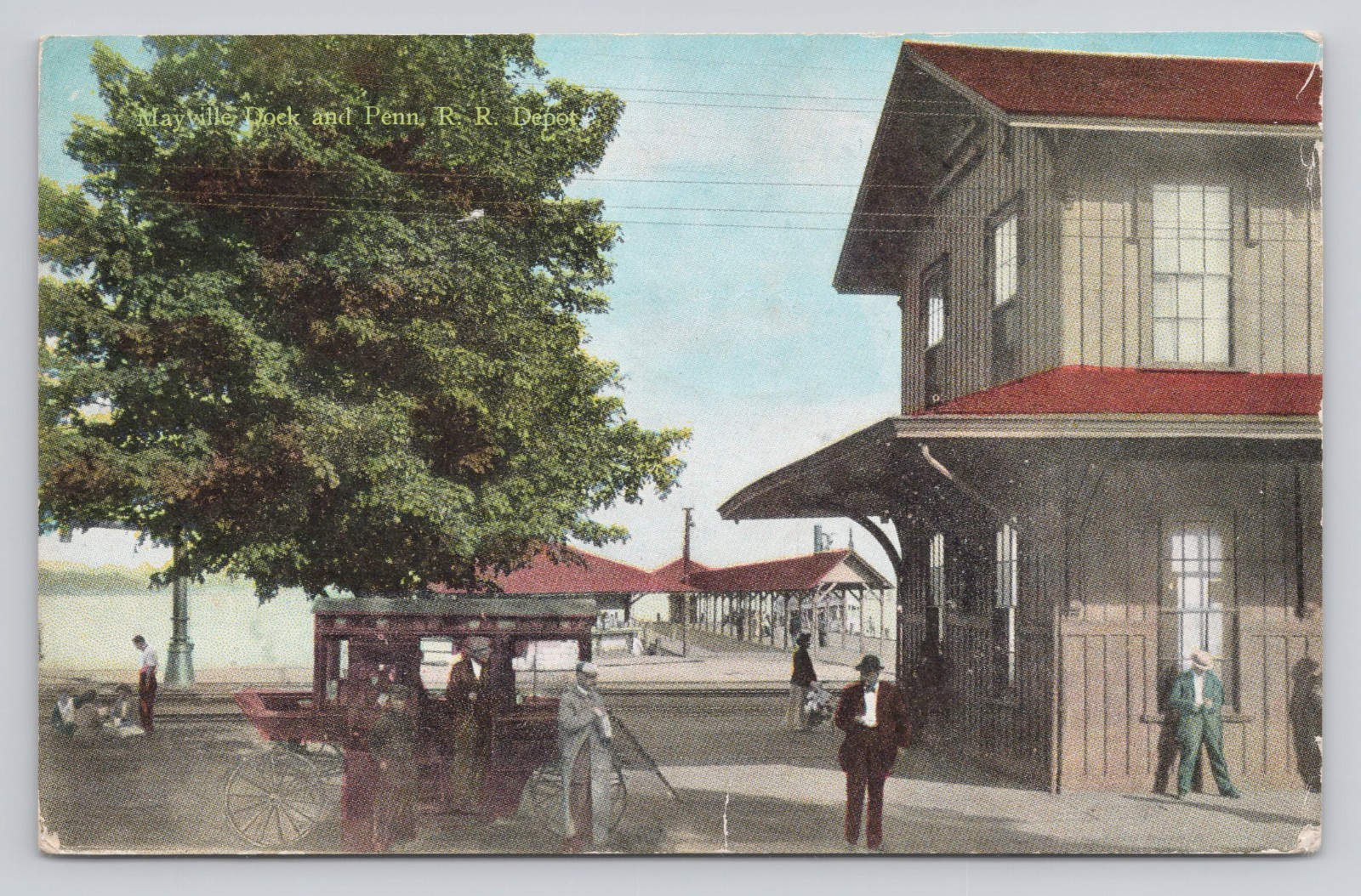 Mayville Dock and Pennsylvania Railroad Depot Chautauqua New York c1916 Postcard