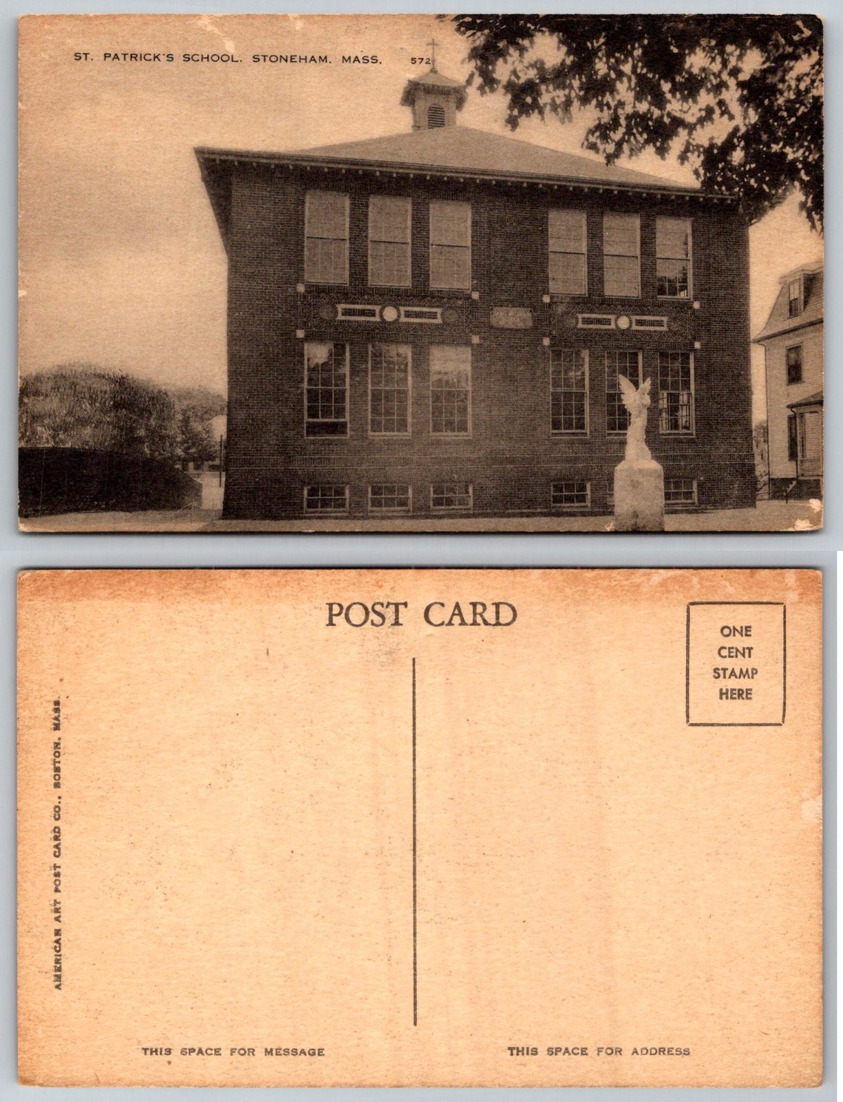 St Patrick's School Stoneham Massachusetts Postcard PB211-U